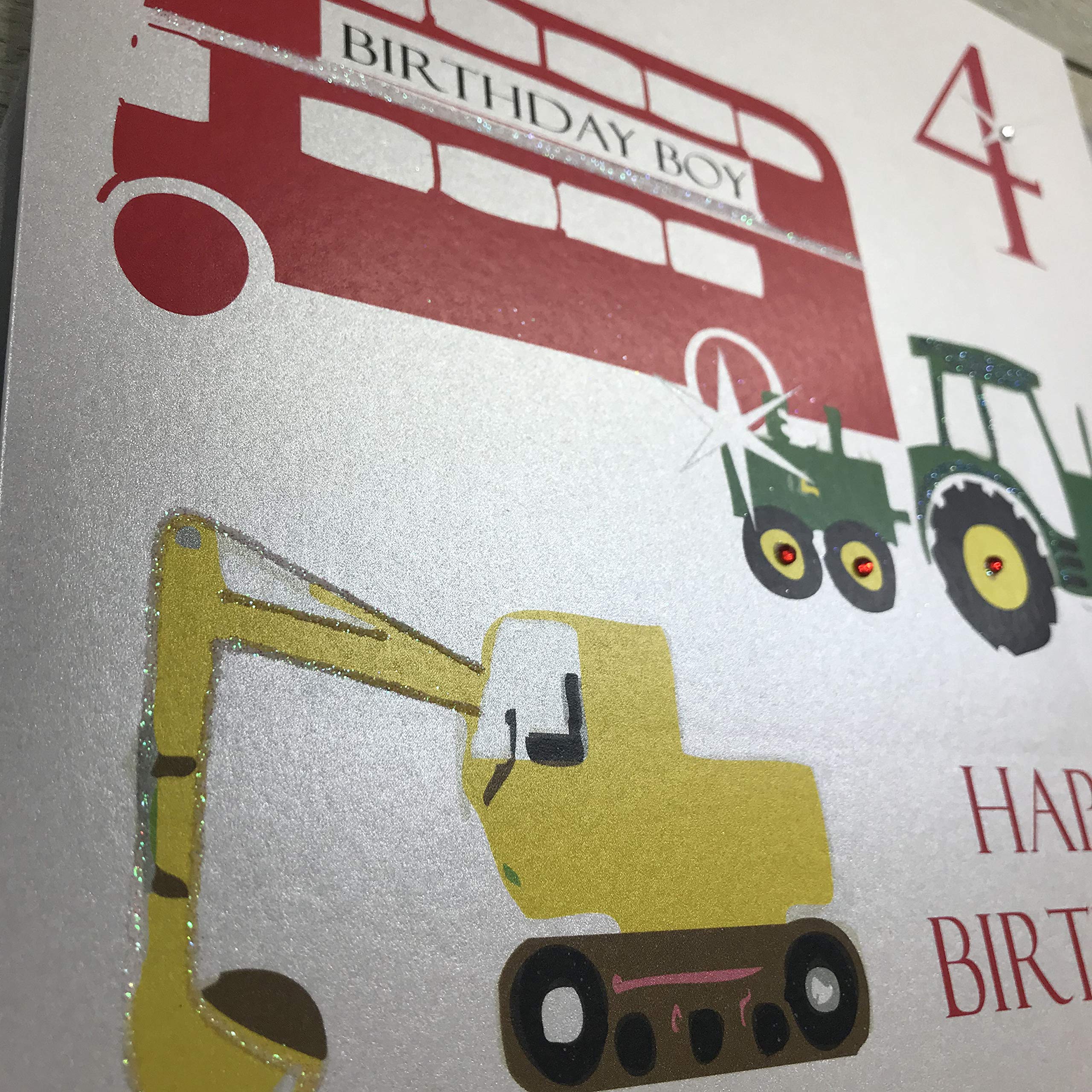 Handmade 4th Birthday Card for Son - Large Size XNS4 | Perfect for Boy's Birthday Party, Gift Giving & Special Celebrations