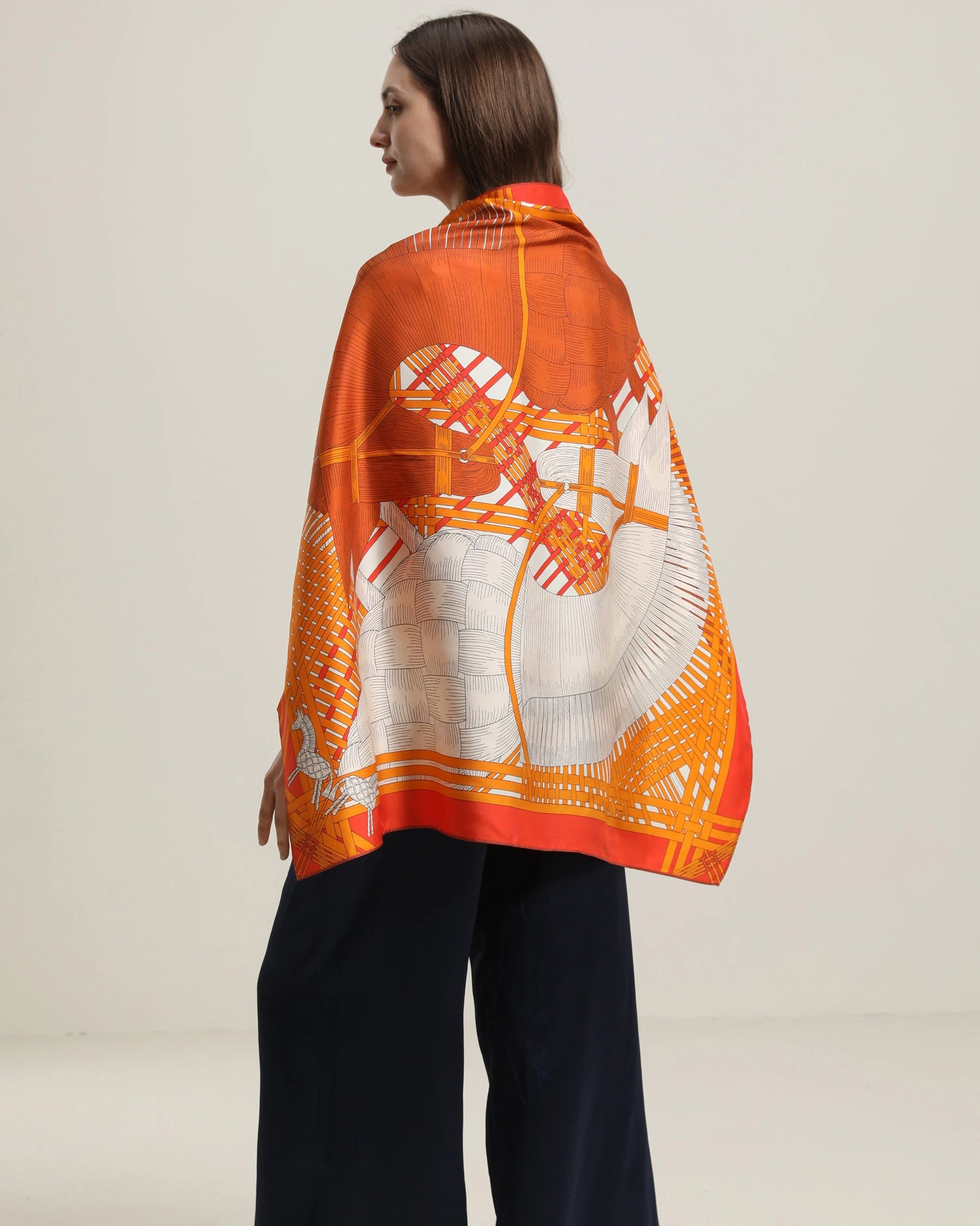 Luxury Silk Orange Scarf for Women - Elegant Fashion Accessory for Parties, Weddings & Everyday Wear