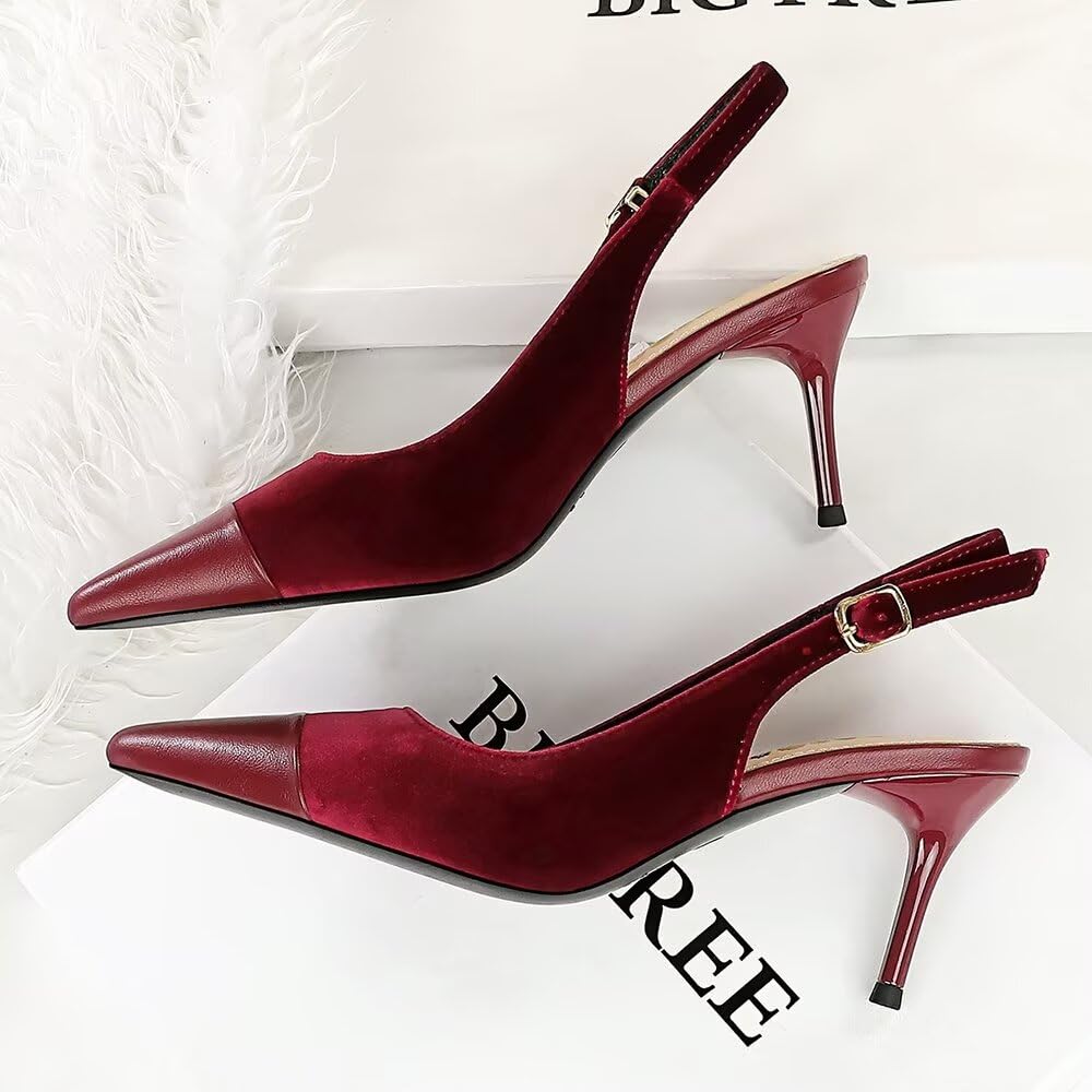 LUXINYU Women's Slingback Kitten Heels - Pointed Toe Stiletto Pumps with Back Lace Detail for Casual, Party & Work | Comfortable Dress Shoes for Office, Wedding & Evening Events