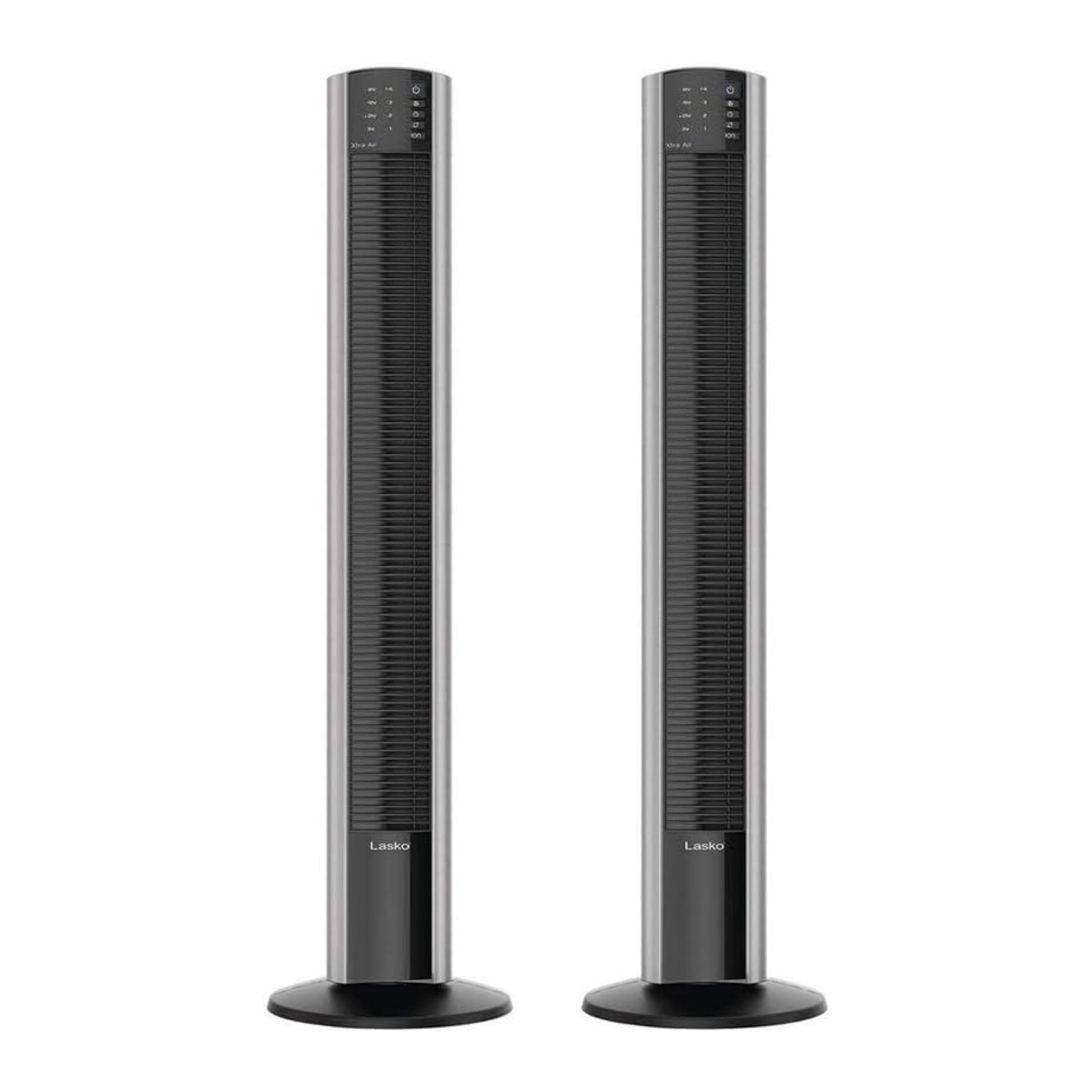 Lasko XtraAir 48-Inch Tower Fan with Remote Control - Quiet Oscillating Air Circulator with Ionizer for Home, Bedroom, Office - 2 Pack - Perfect for Cooling Large Rooms and Improving Air Quality