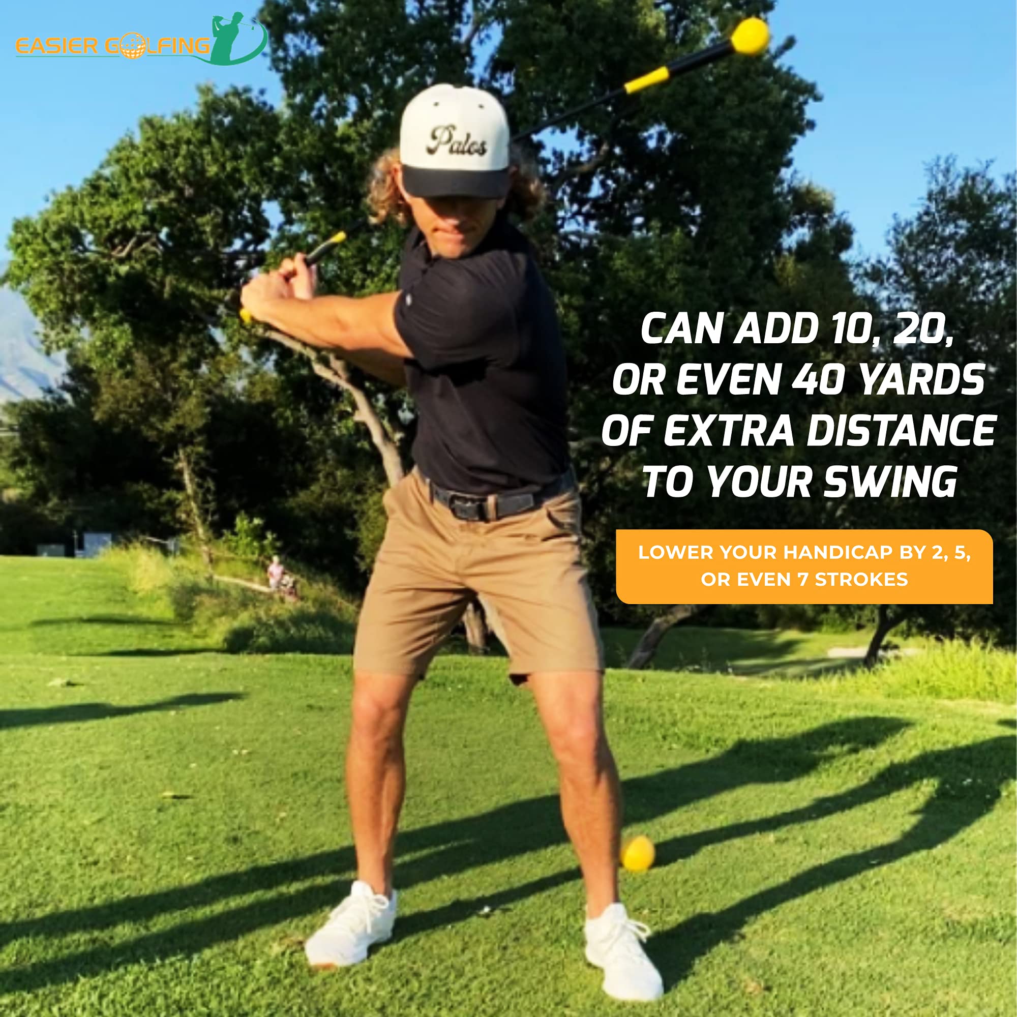 PowerFlex Golf Swing Trainer - Weighted Golf Whip Training Aid to Improve Distance, Swing Speed & Consistency | Golf Training Stick for Tempo & Swing Plane | Perfect for Driving Range Practice & Warm-Up Exercises