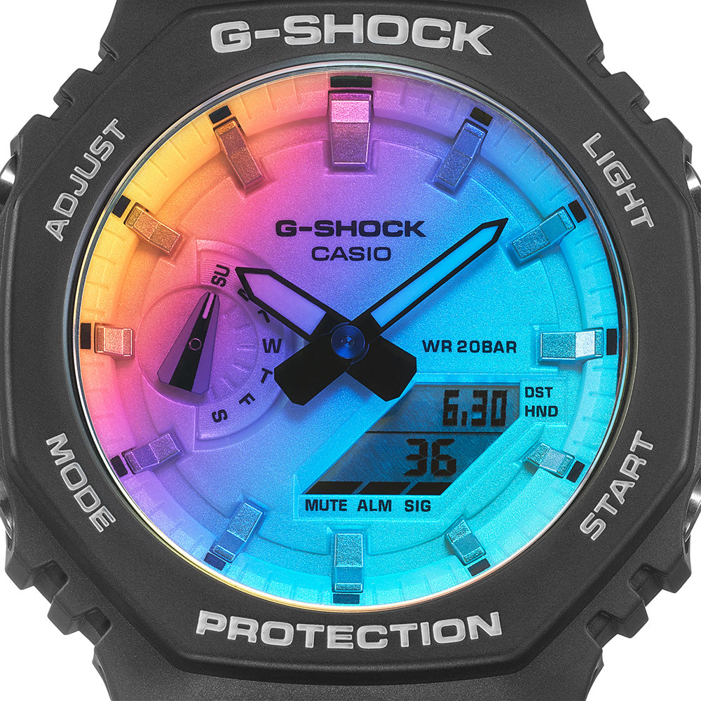 G Shock GA2100SR 1A Iridescent Digital Watch for Men - Waterproof & Shock Resistant - Perfect for Outdoor Sports, Hiking and Everyday Wear