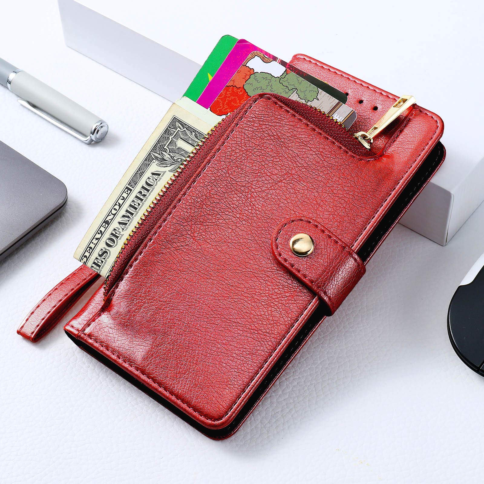 OnePlus 6 Phone Case Wallet Cover - Premium PU Leather Flip Case with Magnetic Closure, Card Slots & Wrist Strap | Shockproof Protection for OnePlus 6 | Perfect for Business, Travel & Everyday Use