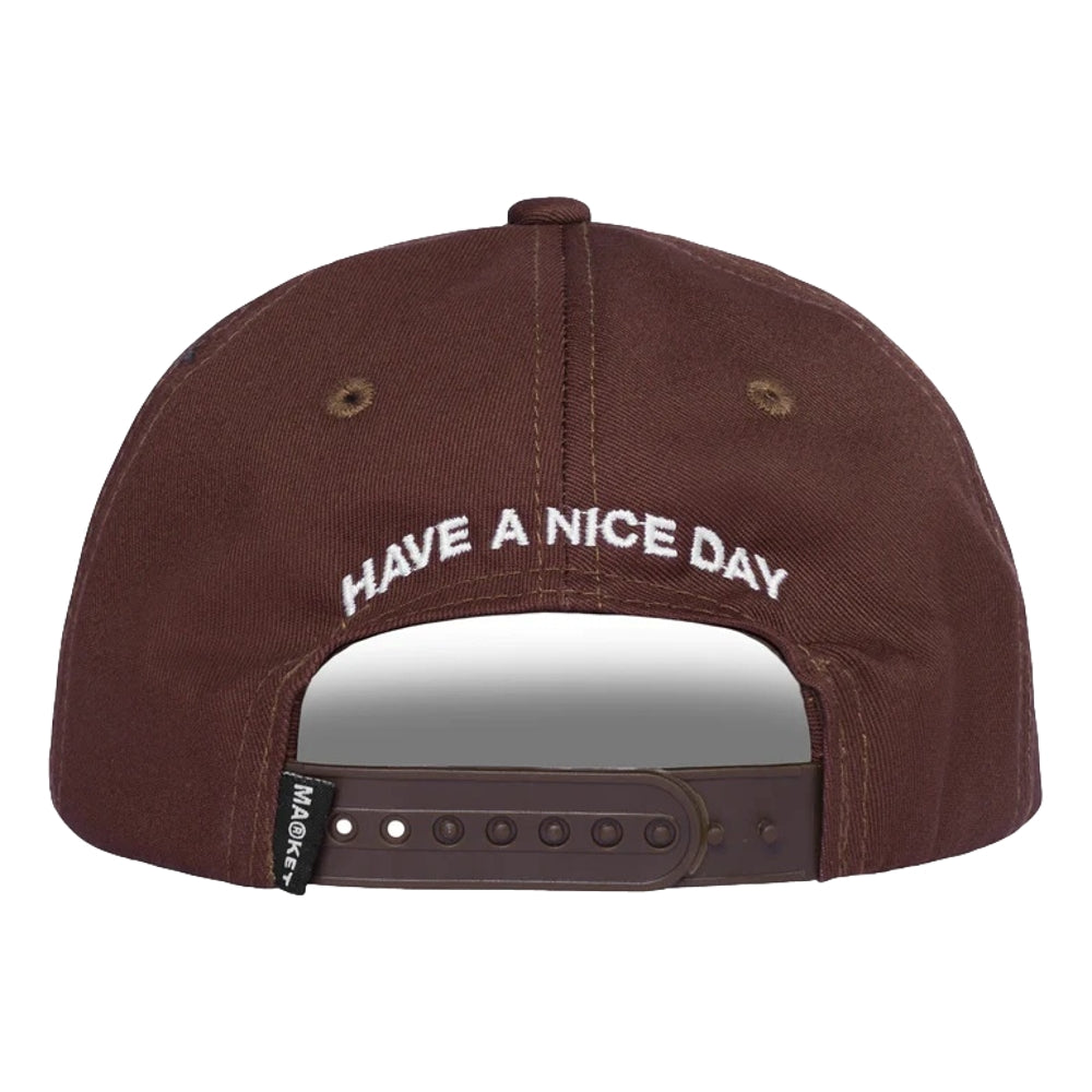 MARKET SMILEY HATERS 5-Panel Snapback Hat in Brown - Perfect for Streetwear, Skateboarding & Urban Fashion