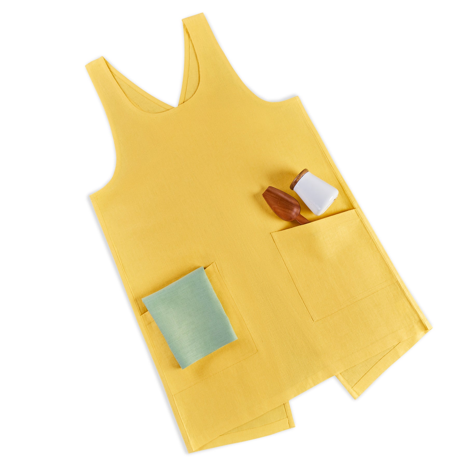 Premium Linen Smock Apron for Women & Men - Adjustable & Stylish Kitchen Apron for Cooking, Baking & Gardening - Breathable & Durable Unisex Workwear