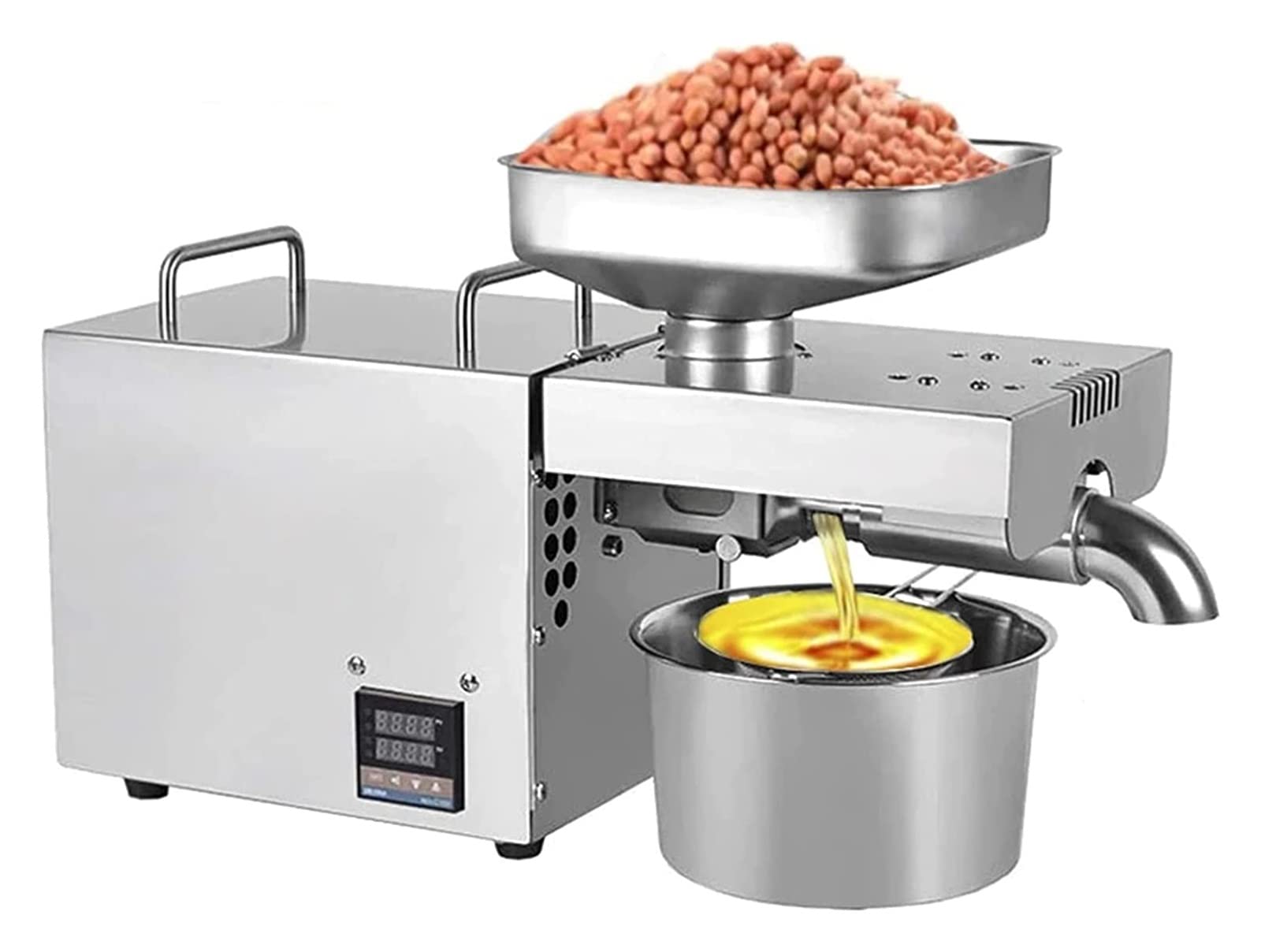 Automatic Oil Press Machine - Stainless Steel Cold/Hot Oil Expeller with LCD Temperature Control for Nuts, Walnuts, Almonds, Linseed, Rapeseed - Perfect for Home & Commercial Oil Extraction