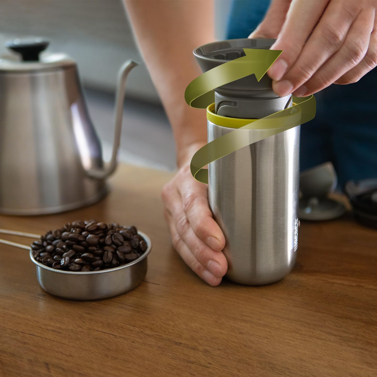 WACACO Cuppamoka Portable Pour Over Coffee Maker - Manual Drip Coffee Brewer with 10 Reusable Cone Paper Filters, 10oz Stainless Steel Travel Coffee Maker for Camping, Office & Home Brewing