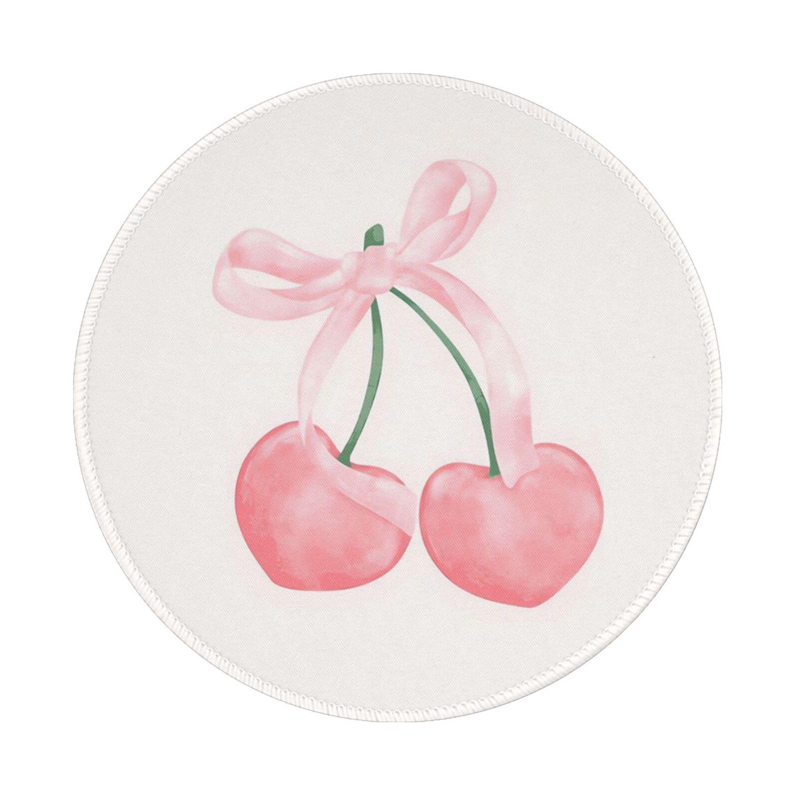 Kawaii Pink Bow Cherry Mouse Pad for Laptop & Wireless Mouse - Office & Travel Use