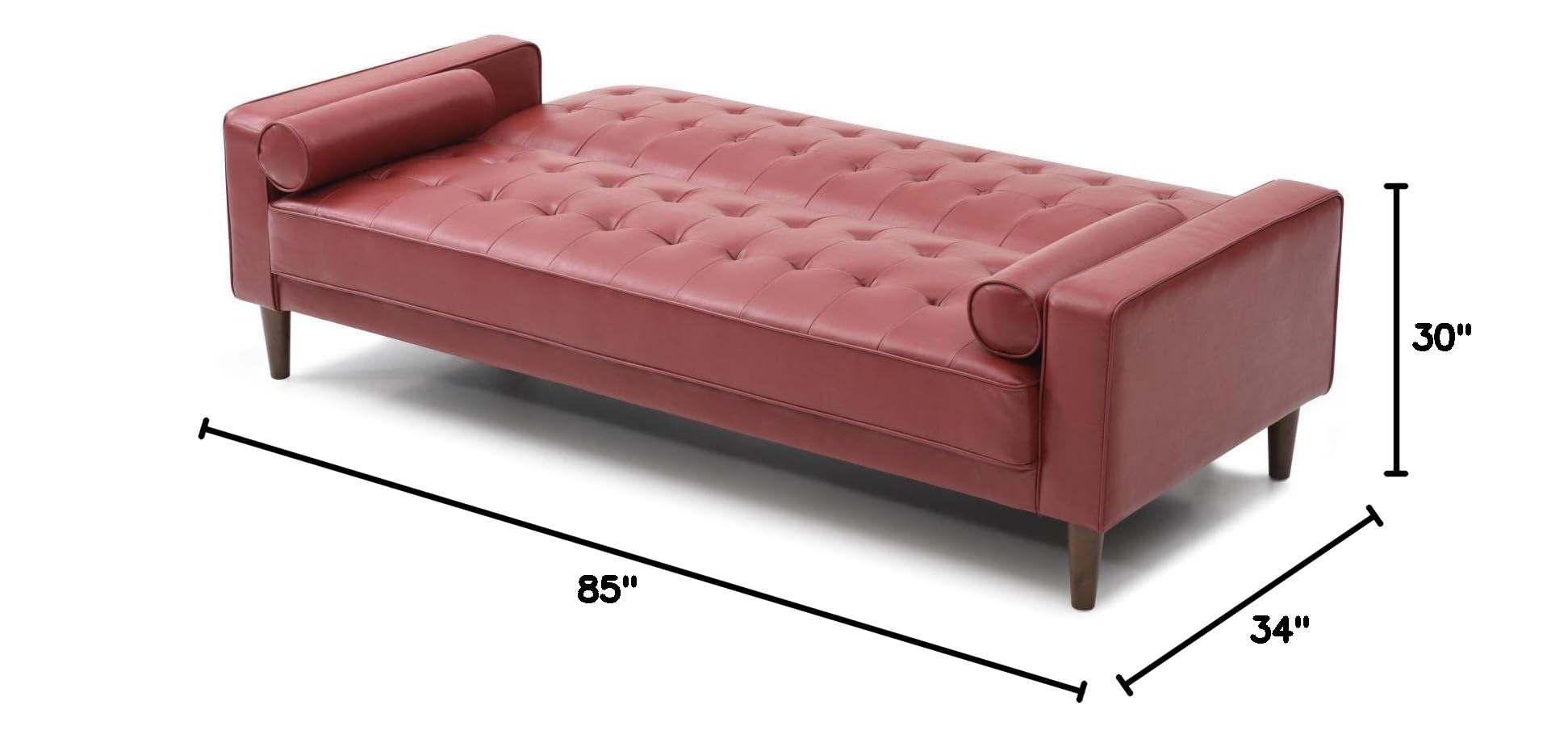 Glory Furniture Convertible Futon Sofa Bed - 3-in-1 Sleeper with Sturdy Metal Frame, Comfortable Foam Mattress in Red - Perfect for Small Apartments, Guest Rooms & Home Offices