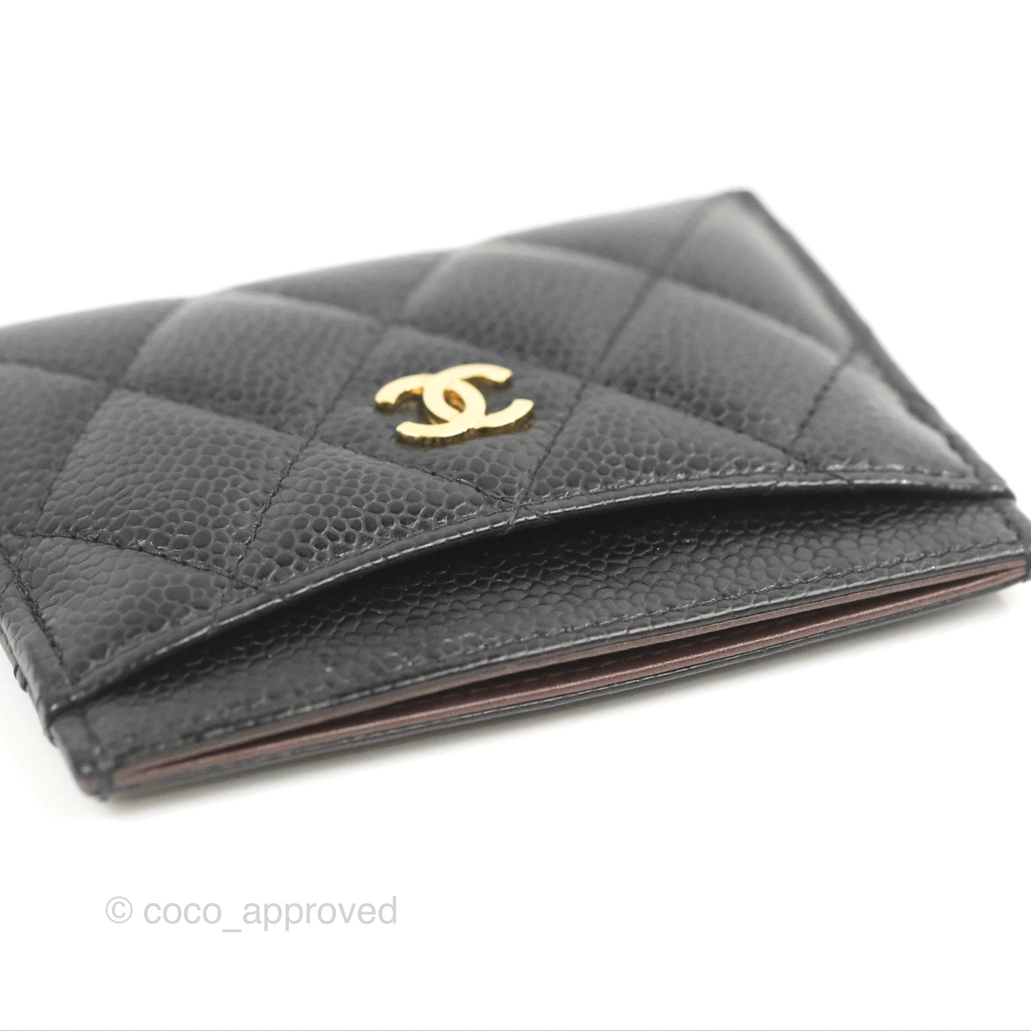 Chanel Classic Flat Card Holder in Black Caviar Leather with Gold Hardware - Luxury Wallet for Women, Perfect for Everyday Use & Gift Giving