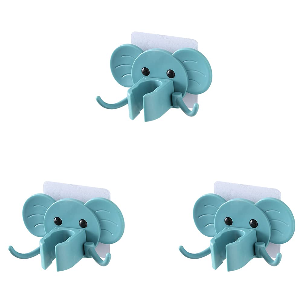 3-Piece Elephant Shower Head Holder Set - Sturdy Bathroom Shower Bracket Stand with Cartoon Design for Kids - Perfect for Baby Bath Time, Nursery Decor & Fun Bathroom Accessories