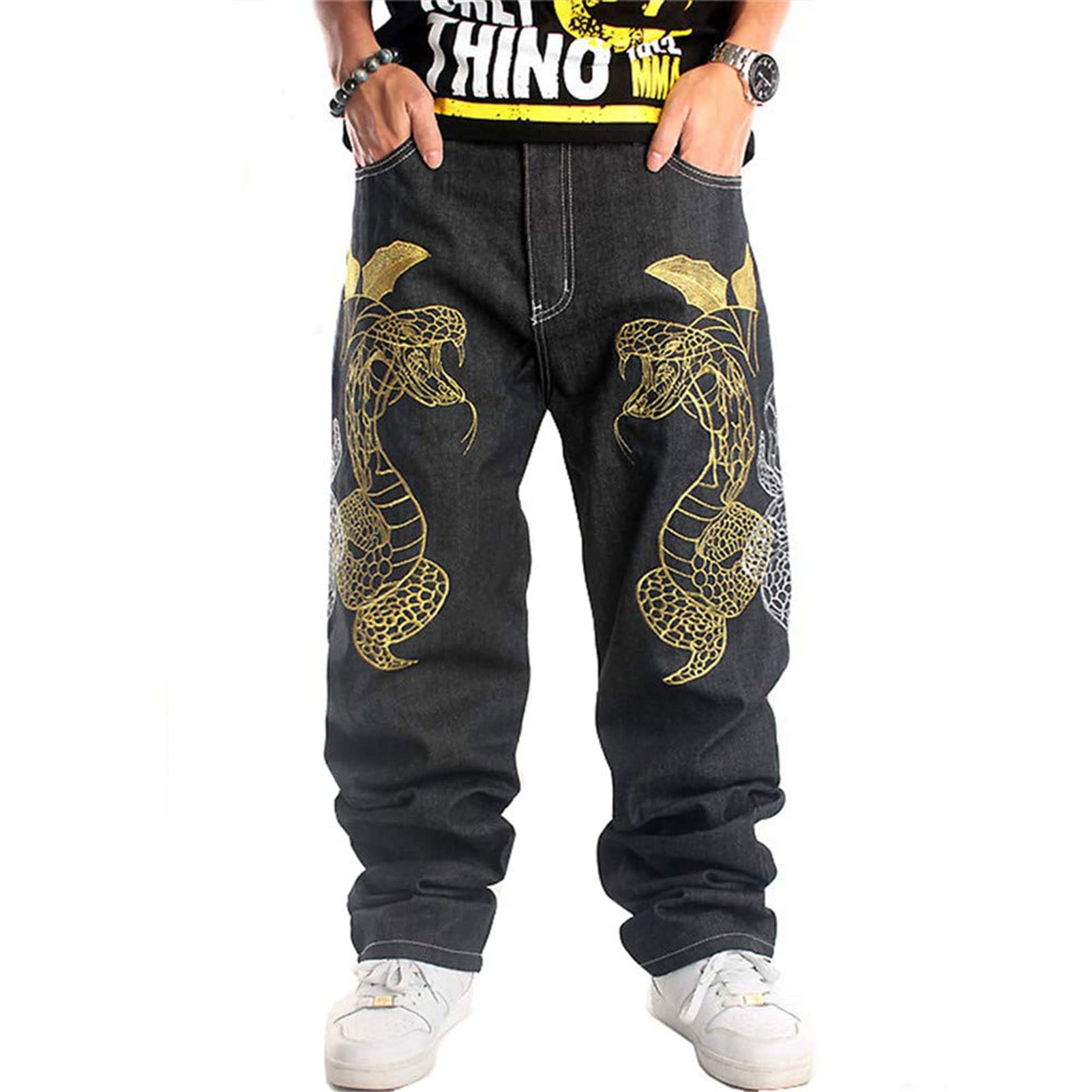 Y2K Embroidered Graphic Baggy Jeans | Harajuku Punk Gothic Cargo Pants | Hip Hop Wide Leg Joggers for Women | Streetwear Fashion | Perfect for Concerts, Raves & Casual Outfits
