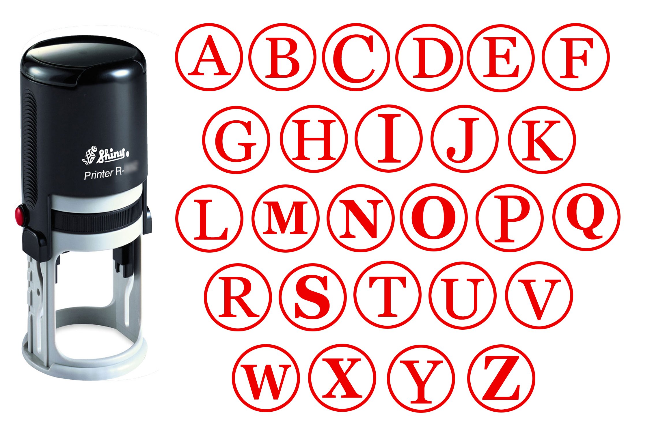 Custom A-Z Alphabet Stamp - Red Ink Monogram Round Rubber Stamp, Self-Inking Initial Stamp, 20mm Shiny Mini Stamper for DIY Crafts, Scrapbooking & Personalized Gifts