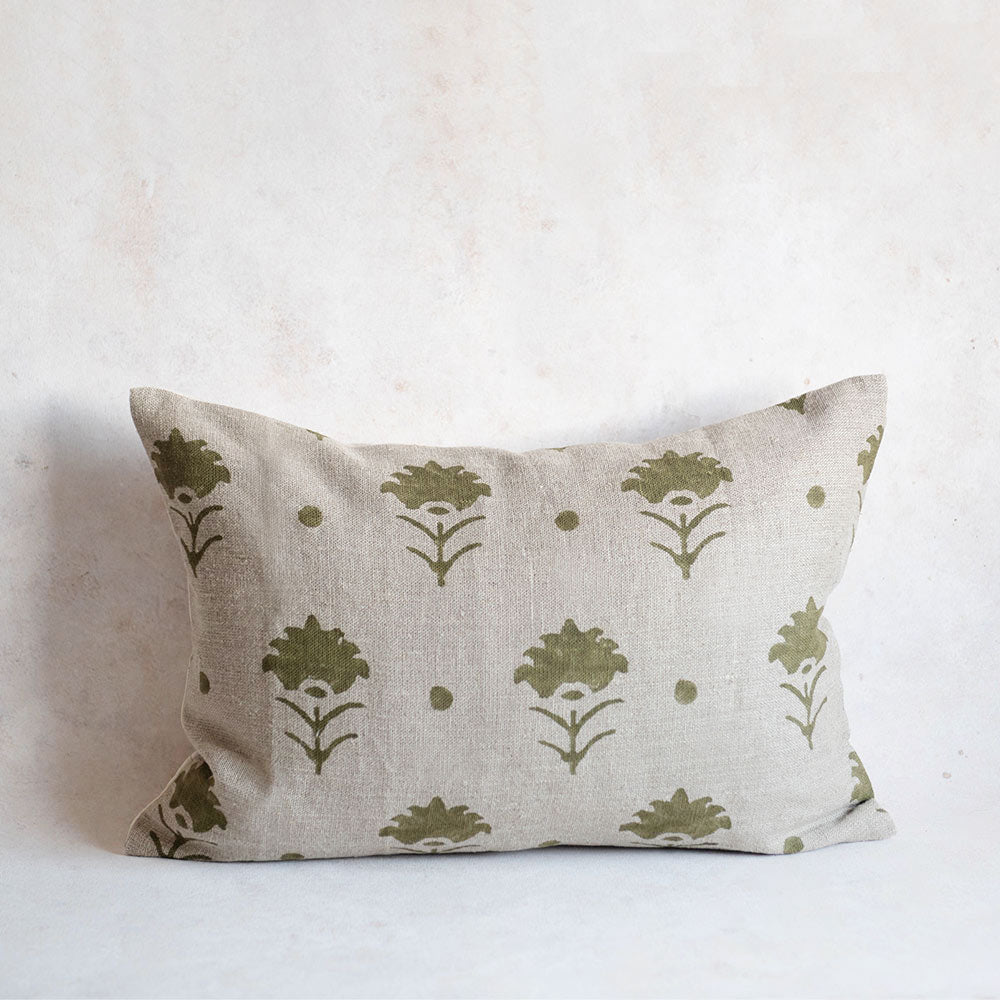 Handmade Linen Block Printed Pillow Cover No. 0228 - Bohemian Home Decor for Living Room, Bedroom & Sofa