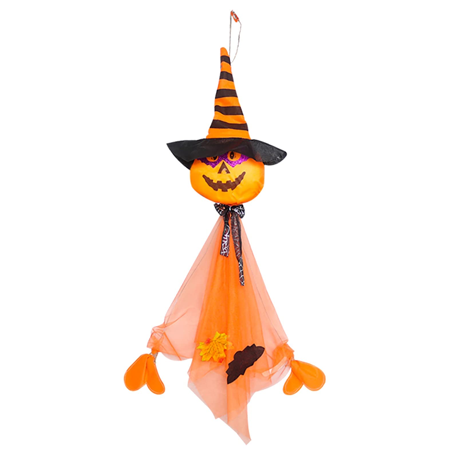 Straw Hanging Pumpkin Halloween Decor - Handmade Fall Wind Sock for Outdoor Porch, Garden & Window Decoration - Perfect for Halloween Party, Thanksgiving & Autumn Home Decor