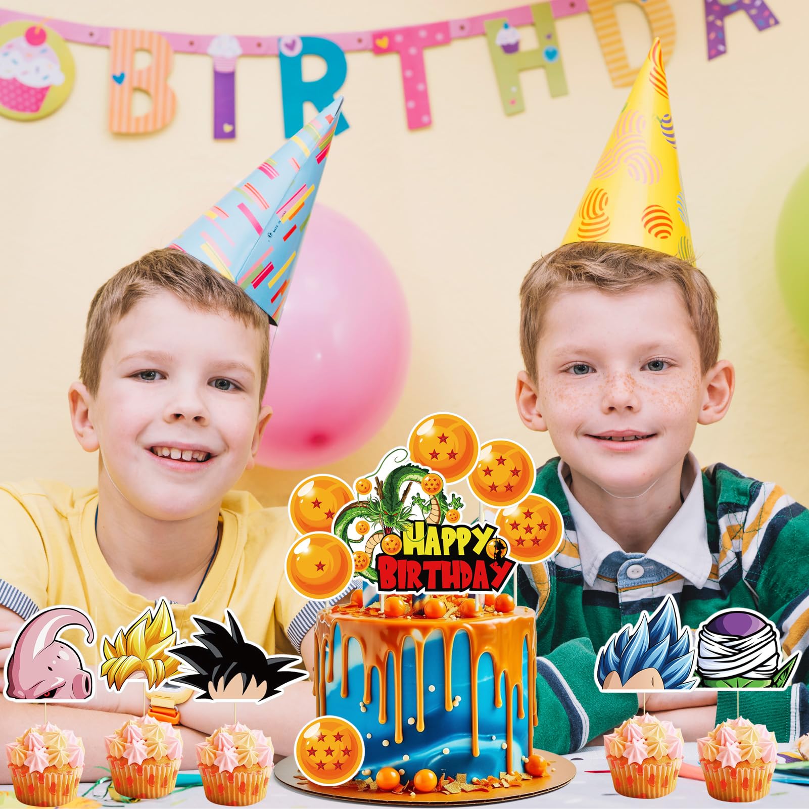 25Pcs Kids Birthday Party Cake & Cupcake Toppers - Boys Theme Party Decorations for Birthday Celebrations, Baby Showers & Special Events