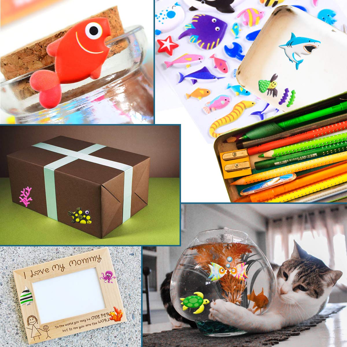 500+ 3D Puffy Ocean Animal Stickers for Kids - 10 Different Sheets Bulk Pack, Scrapbooking Supplies, Classroom Rewards, Birthday Party Favors for Boys & Girls | Perfect for DIY Crafts, School Projects, and Teacher Gifts