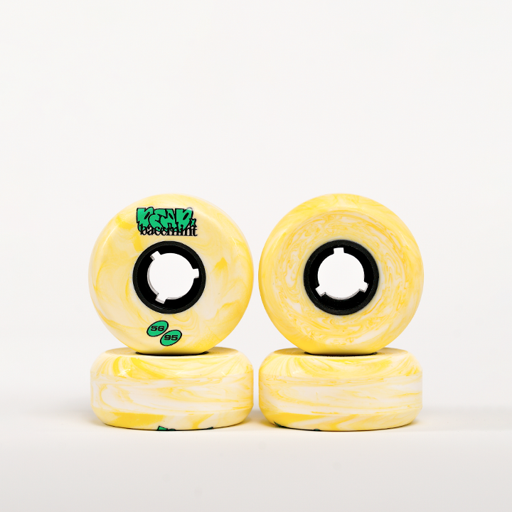Bacemint x Dead Collab 56mm 95a Skateboard Wheels - Yellow Marble Design (4 Pack) - Perfect for Street Skating & Park Tricks