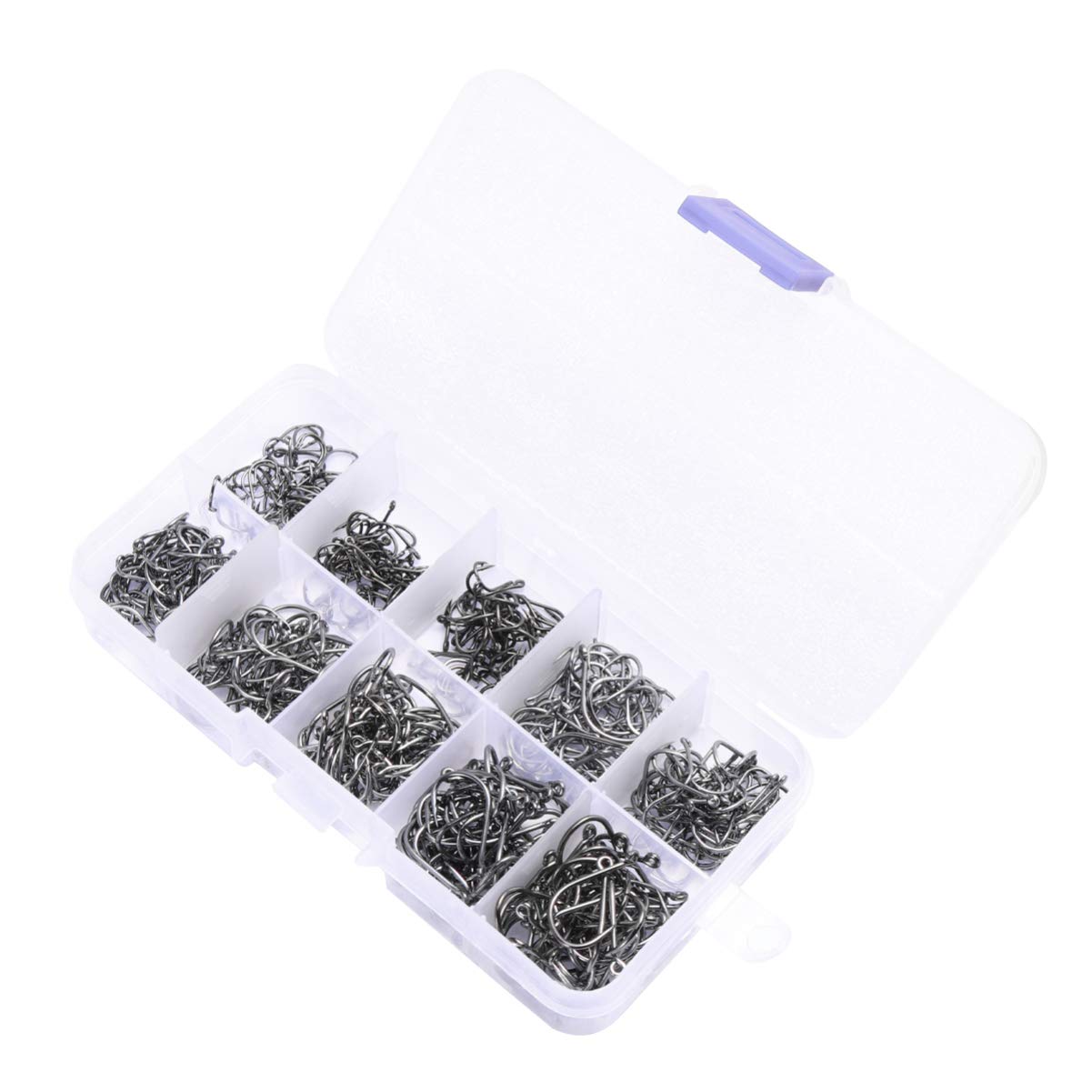LIOOBO 500 Pcs Black Steel Wide Belly Texas Rig Fishing Hooks - Crank Worm Bait Hooks for Bass, Trout, Catfish - Saltwater & Freshwater Fishing Tackle for Ocean, Lake, River (Great for Texas Rig, Carolina Rig, Drop Shot Techniques)
