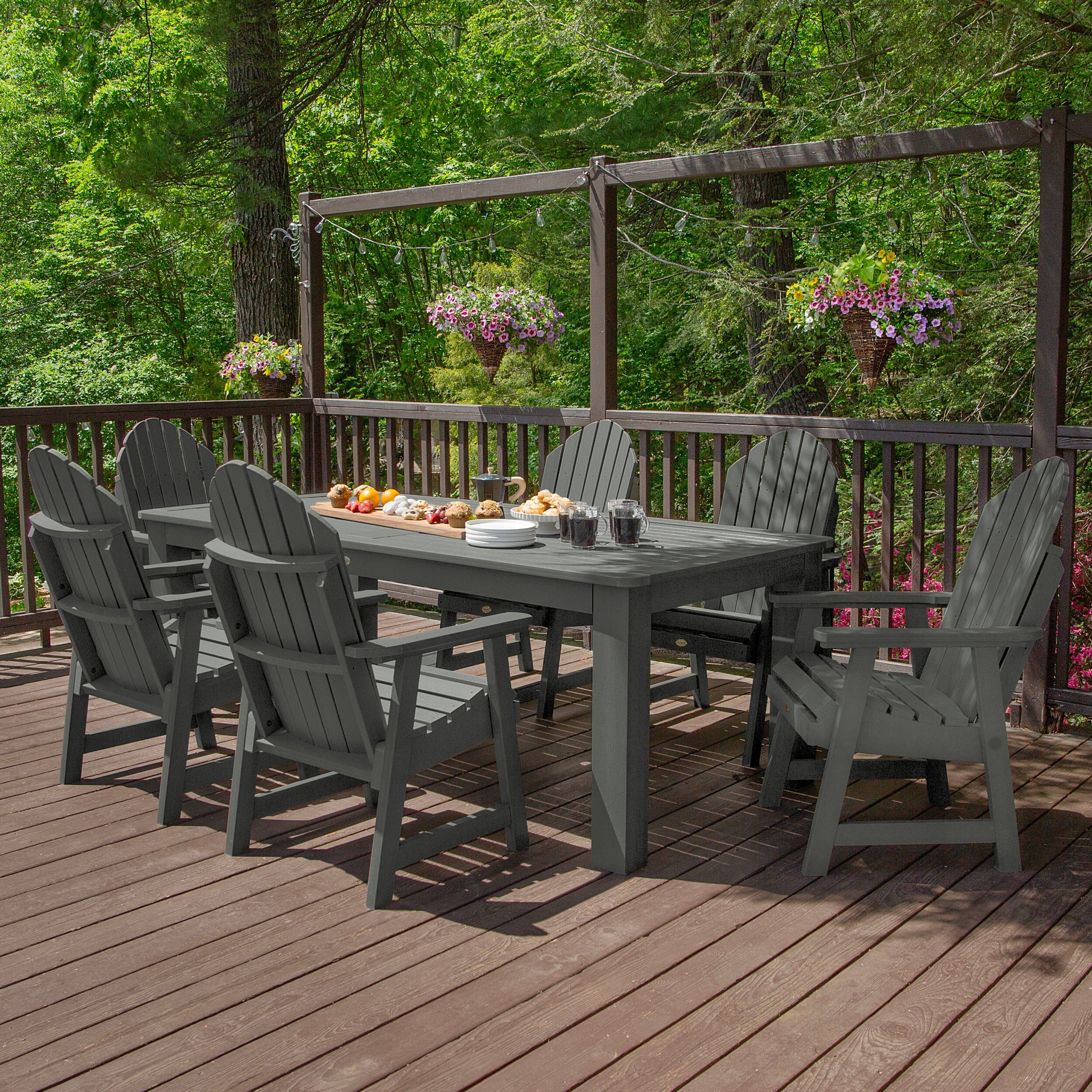 Premium Hamilton 7-Piece Outdoor Dining Set 42x84 Inches - Patio, Garden, Backyard Furniture for Dining & Entertaining
