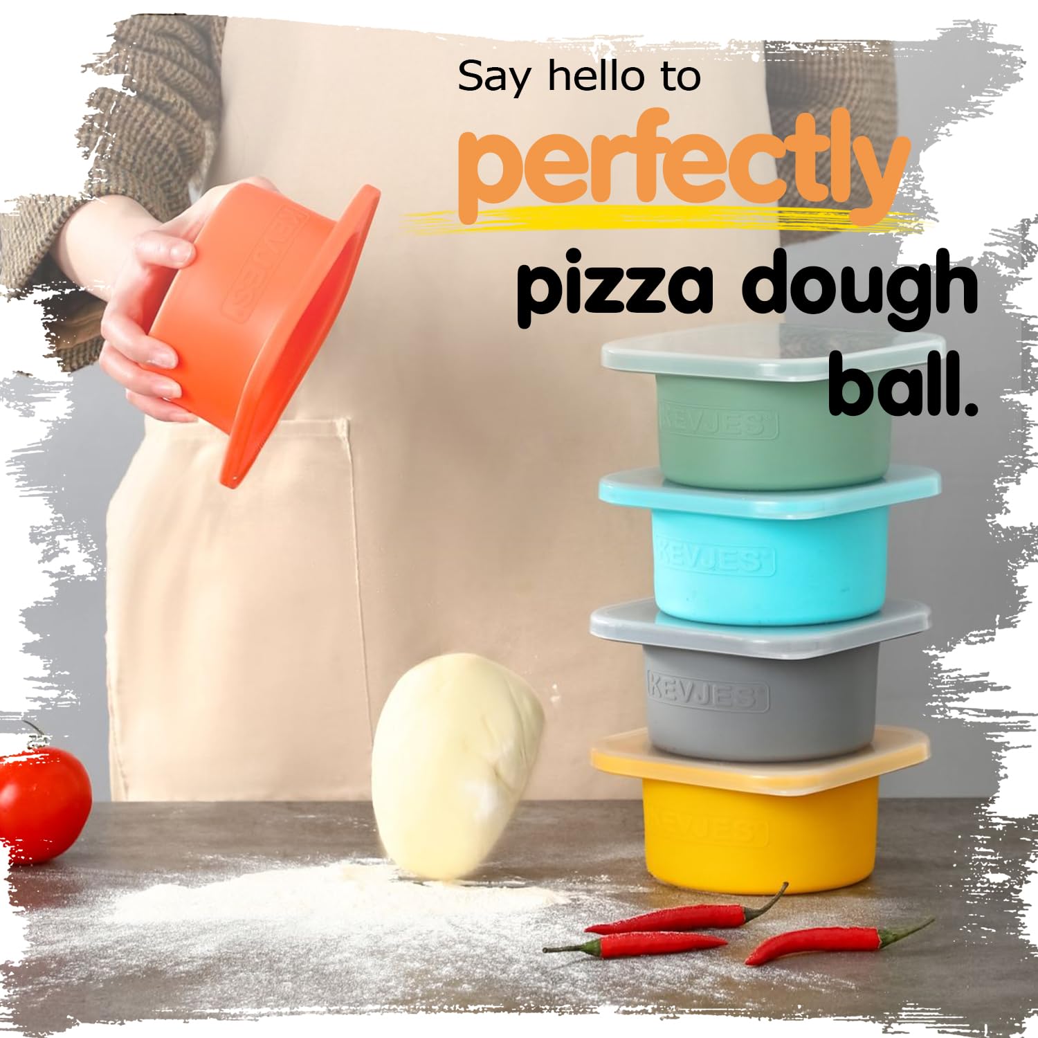 Stackable Silicone Artisan Pizza Dough Proofing Containers with Lids - 3 Pack 500ml (Blue) - Perfect for Home Baking, Restaurant Use & Meal Prep