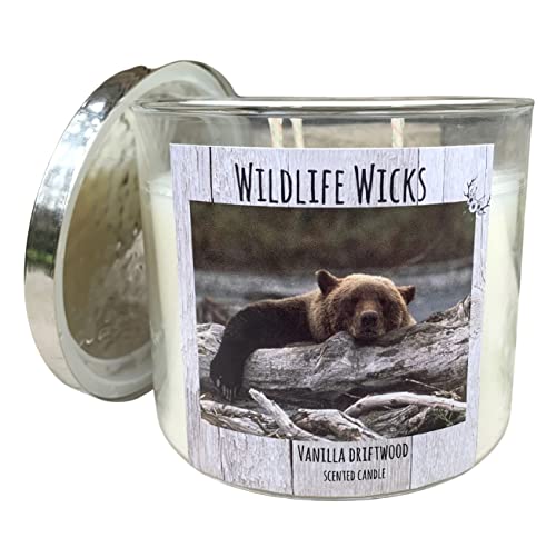 3 Wick Vanilla Scented Soy Wax Candle in 14oz Reusable Jar - Handmade in USA, Bear Design Supports Animal Rescue | Perfect for Home Decor, Relaxation & Gift Giving