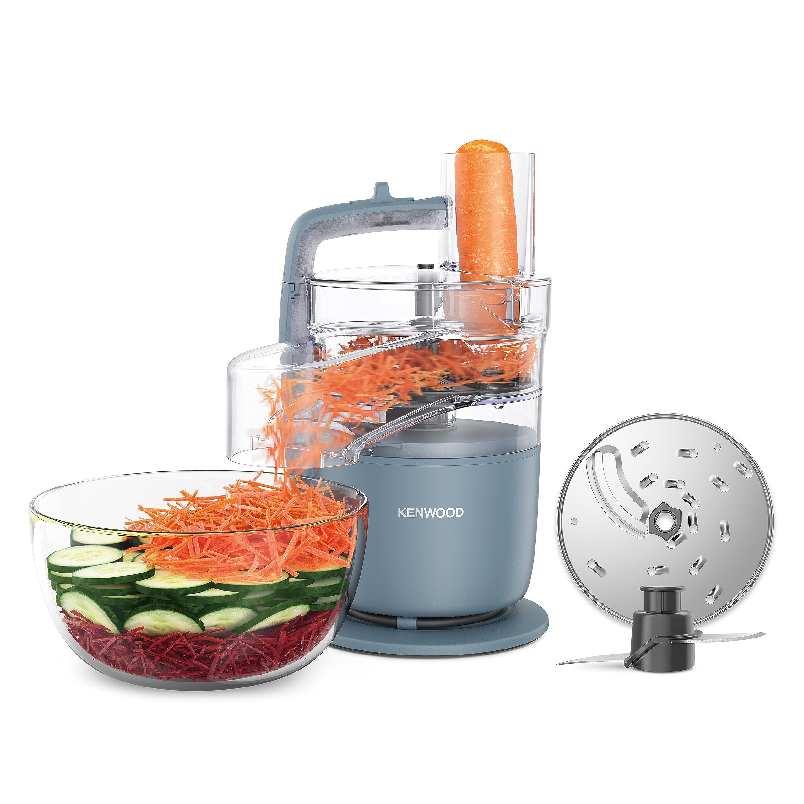 Kenwood MultiPro Go FDP22.130GY 650W Food Processor with 1.3L Bowl - Perfect for Chopping, Slicing, Grating & Dough Kneading - Includes Knife Blade & 4mm Slicing Disk - Ideal for Meal Prep, Baking & Quick Kitchen Tasks (Grey)