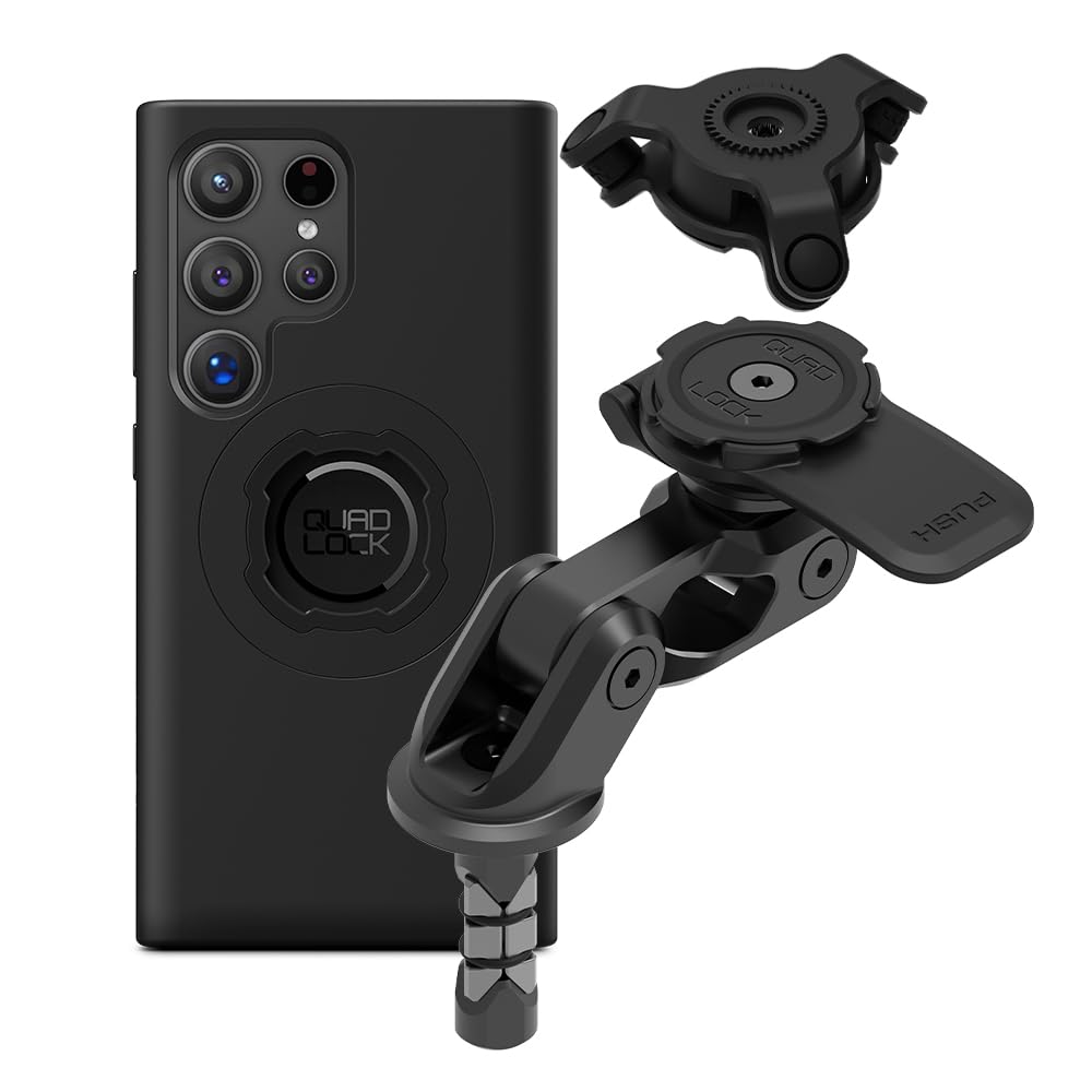 Quad Lock Motorcycle Fork Stem Phone Mount PRO Kit with Vibration Dampener - Compatible with Galaxy S24 Ultra MAG Case | Secure Phone Holder for Motorcycles, Bikes & ATVs | Shockproof & Waterproof Design for Outdoor Adventures