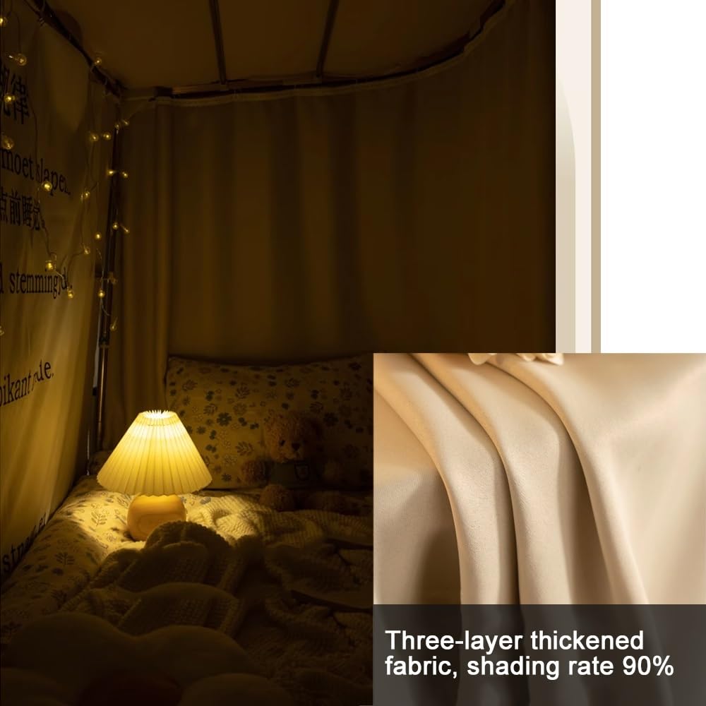 Breathable Mesh Bunk Bed Privacy Curtain Set with Frame - 47.2 Inch Dorm Bed Canopy for Top Bunk, Loft & College Dorm Rooms - Perfect for Privacy, Study & Sleep in Shared Spaces