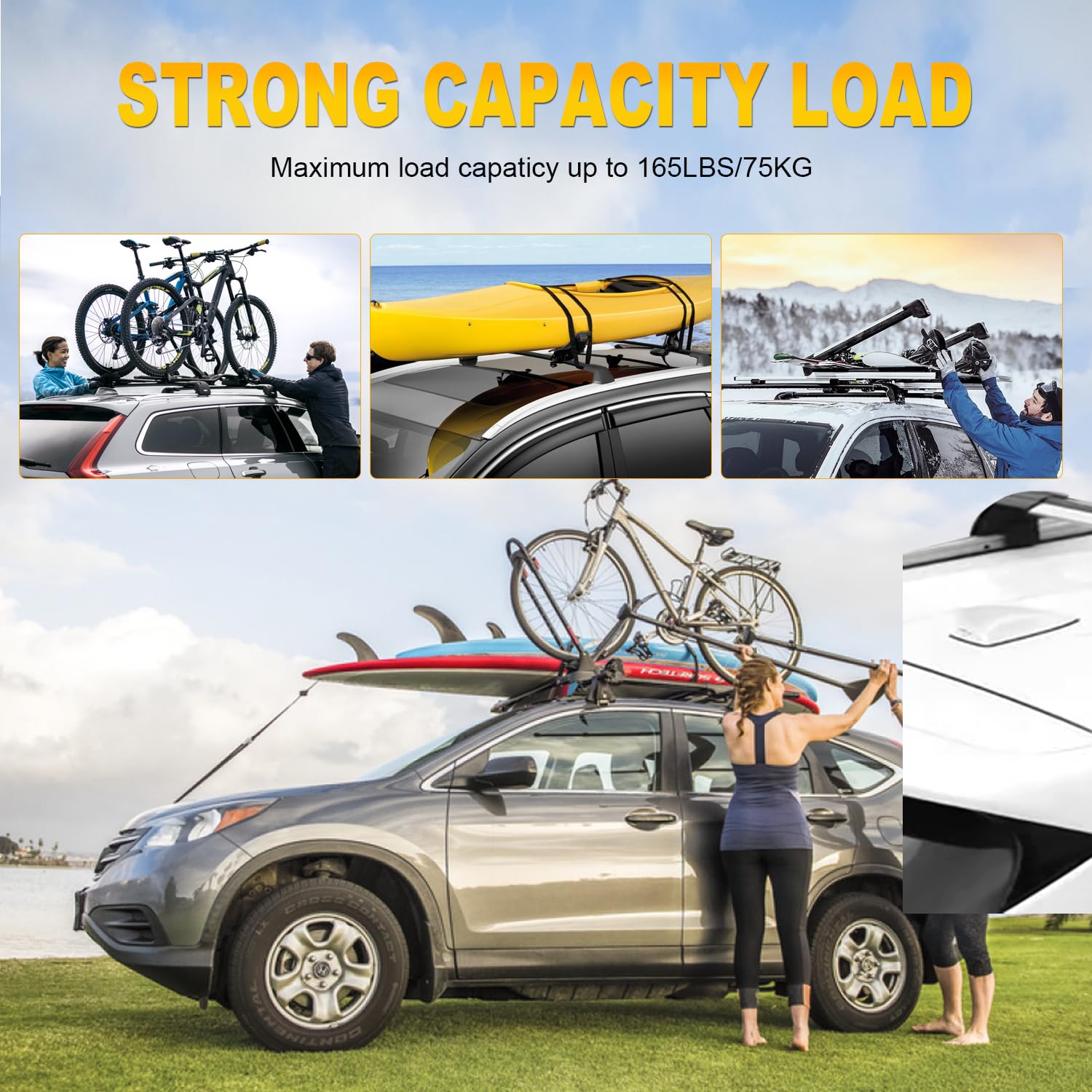 OCPTY Universal Cross Bars Roof Rack for Honda Odyssey 2011-2017 | Heavy Duty Aluminum Cargo Carrier for Luggage, Kayak, Canoe, Bike, Snowboard | Perfect for Road Trips, Camping & Outdoor Adventures