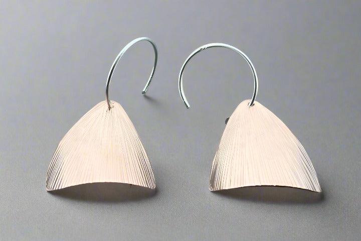 Rose Gold Over Silver Curved Petal Earrings - Elegant Floral Jewelry for Women, Perfect for Weddings, Parties & Everyday Wear