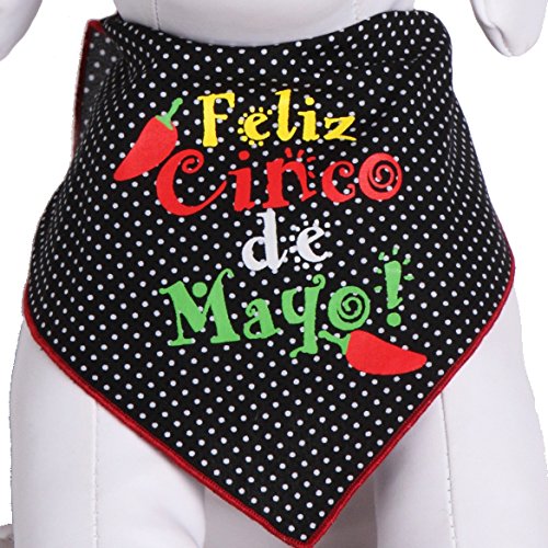 Feliz Cinco de Mayo Dog Bandana for Medium to Large Dogs - 100% Cotton Mexican Fiesta Bandana - Perfect for Cinco de Mayo Parties, Pet Parades & Festive Occasions