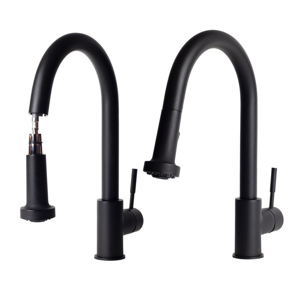 ZLINE Monet Matte Black Pull Down Single Handle Kitchen Faucet - Modern High Arc Design for Easy Cleaning | Perfect for Farmhouse, Commercial & Residential Kitchens (MON KF MB)
