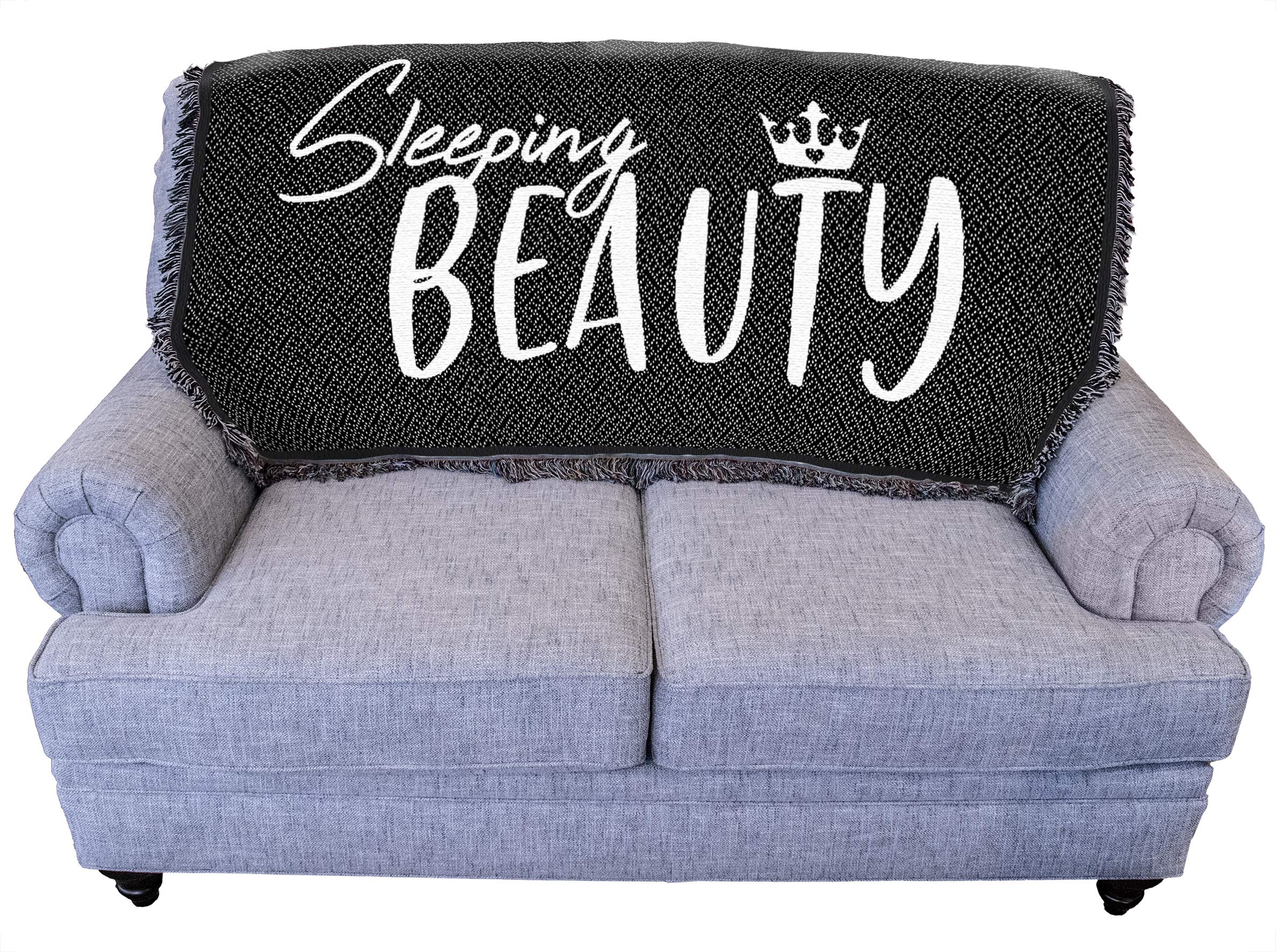 Sleeping Beauty Blanket Black - Cotton Woven Throw Blanket for Couch, Sofa & Bed - Made in USA (61x36) - Perfect for Home Decor, Gifts & Cozy Nights