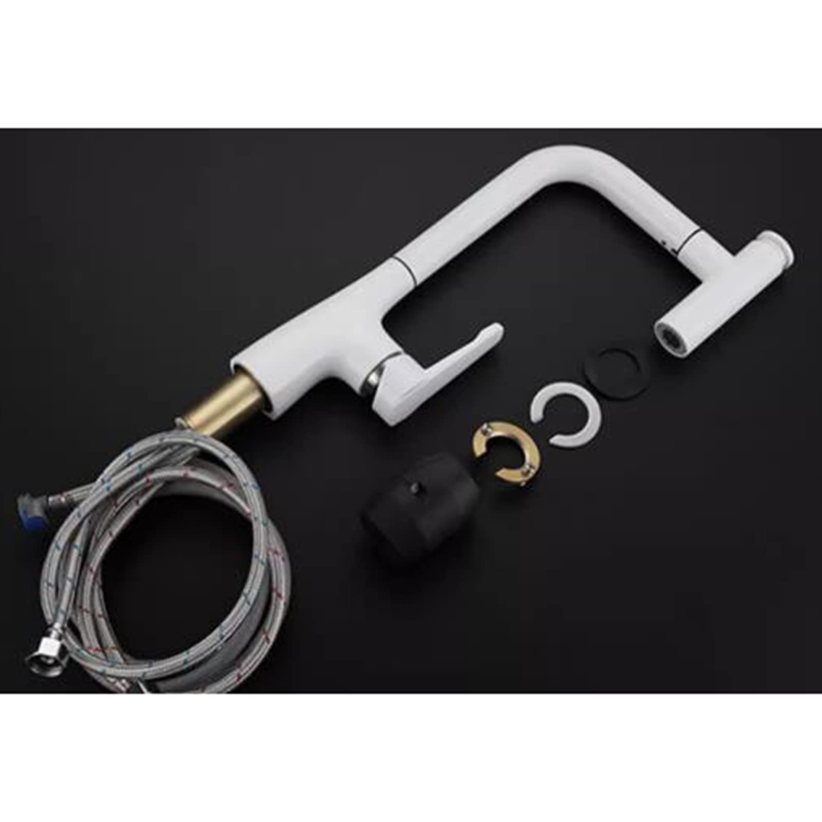 Stainless Steel Pull-Down Kitchen Faucet with Swivel Spout & Sprayer - High Arc Modern Brass Mixer Tap for Sink - Perfect for Cooking, Washing Dishes & Filling Pots