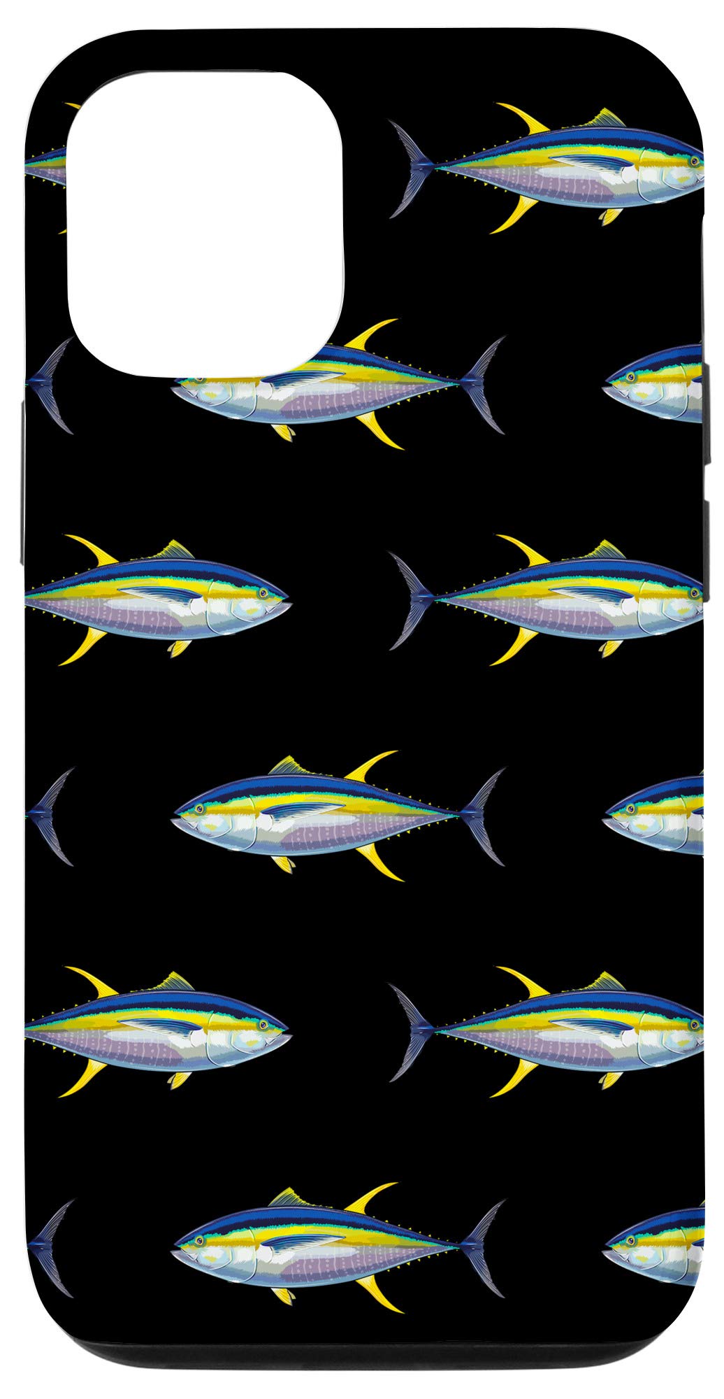 iPhone 12/12 Pro Case - Big Yellowfin Tuna Fish Design, Durable Black Protective Cover for Saltwater Fishing Enthusiasts | Perfect for Beach Trips, Boat Adventures & Outdoor Activities