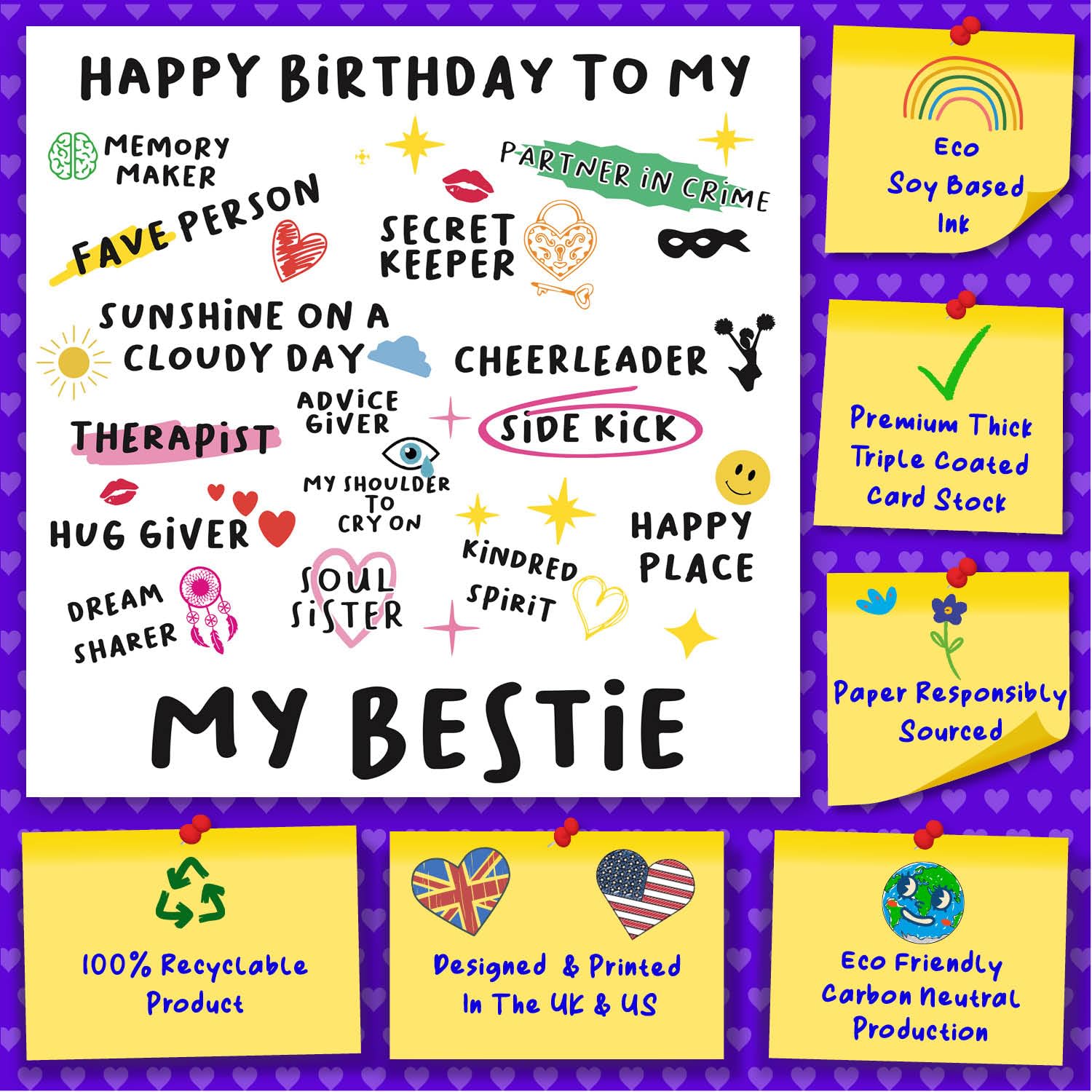 Cult Kitty Best Friend Birthday Card for Women & Girls - 15x15cm Sister Birthday Card with Matching Envelope - Funny Cat Themed Gift for Female Best Friends - Blank Inside - Perfect for Birthdays, Anniversaries & Special Occasions