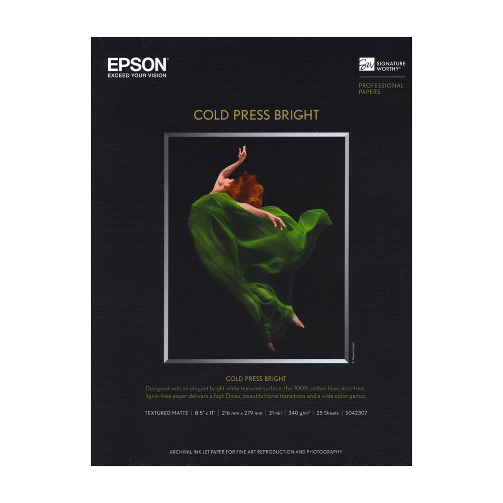 Epson Cold Press Bright White Paper Roll - 24 x 50 Inches - Premium Watercolor Paper for Artists - Ideal for Painting, Calligraphy & Mixed Media Art Projects