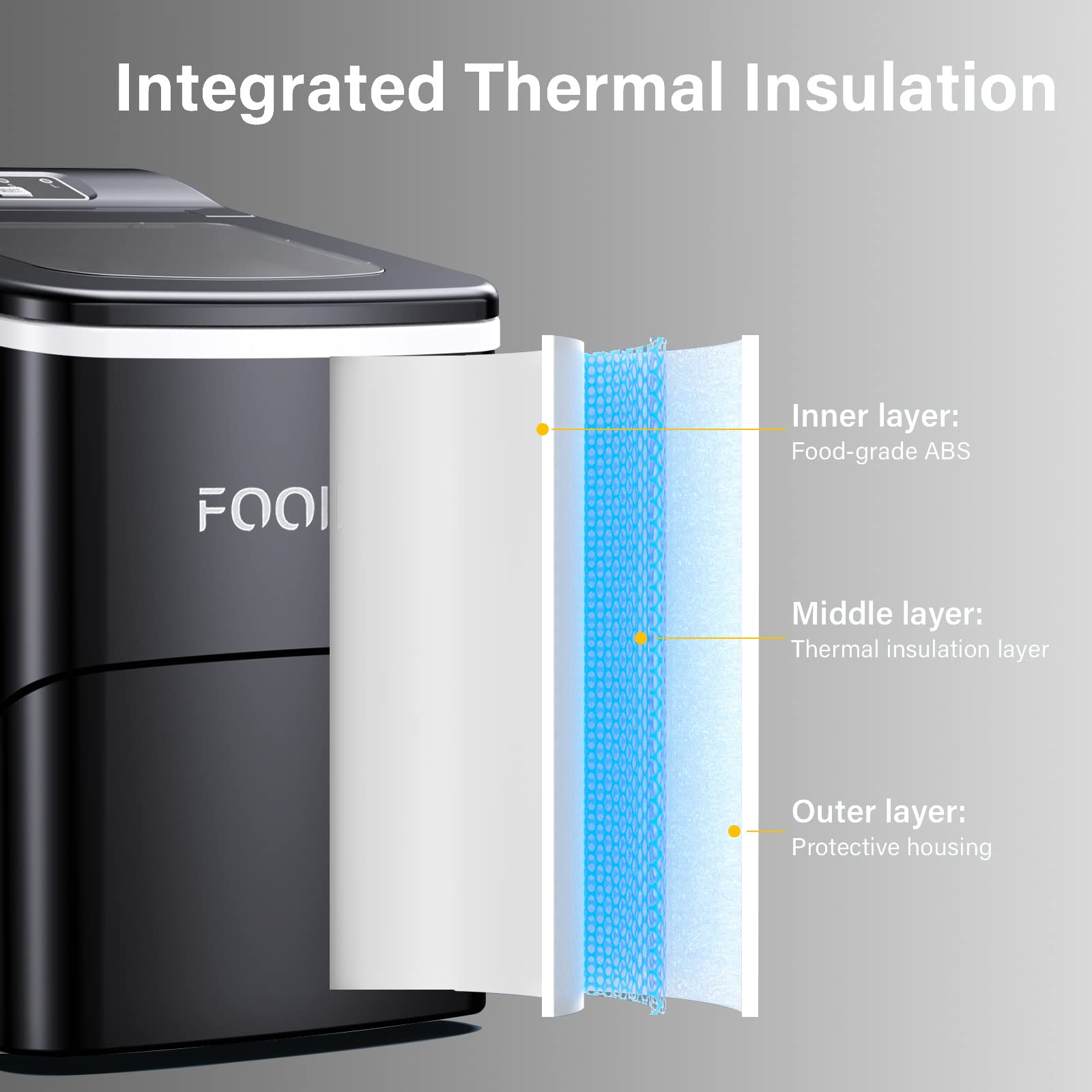 Portable Ice Maker Machine for Home - 33lb/24H Self-Cleaning Countertop Ice Cube Maker with Low Noise, Fast 6-Minute Ice Production - Perfect for Kitchen, Office, Parties & Father's Day Gifts