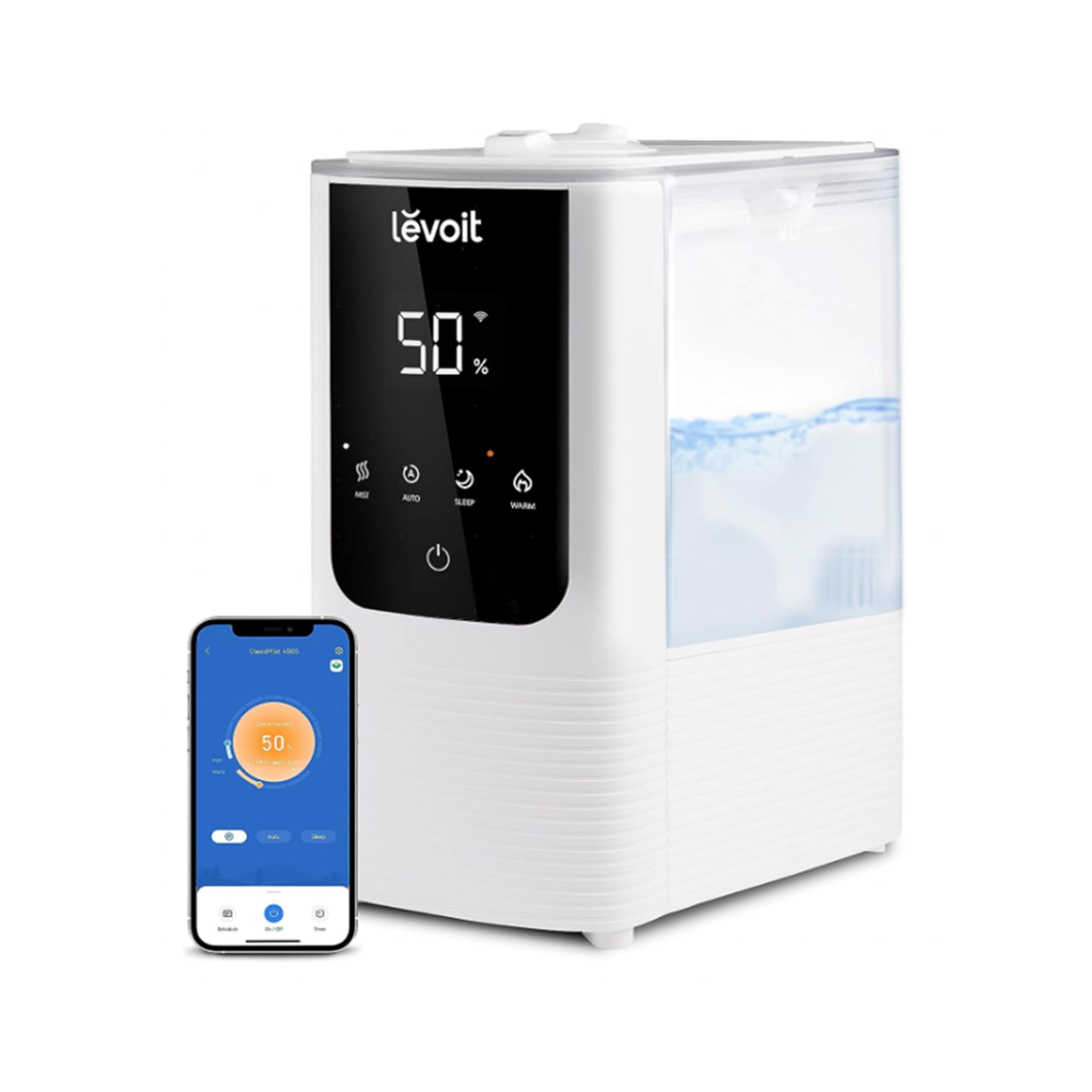 LEVOIT 4.5L Smart Humidifier with Cool & Warm Mist - Ultrasonic Top Fill Air Humidifier for Large Bedrooms, Home, Baby & Plants | Auto Humidity Control, Quiet Operation, Essential Oil Diffuser | Perfect for Dry Air Relief, Allergy Season & Nursery Comfort