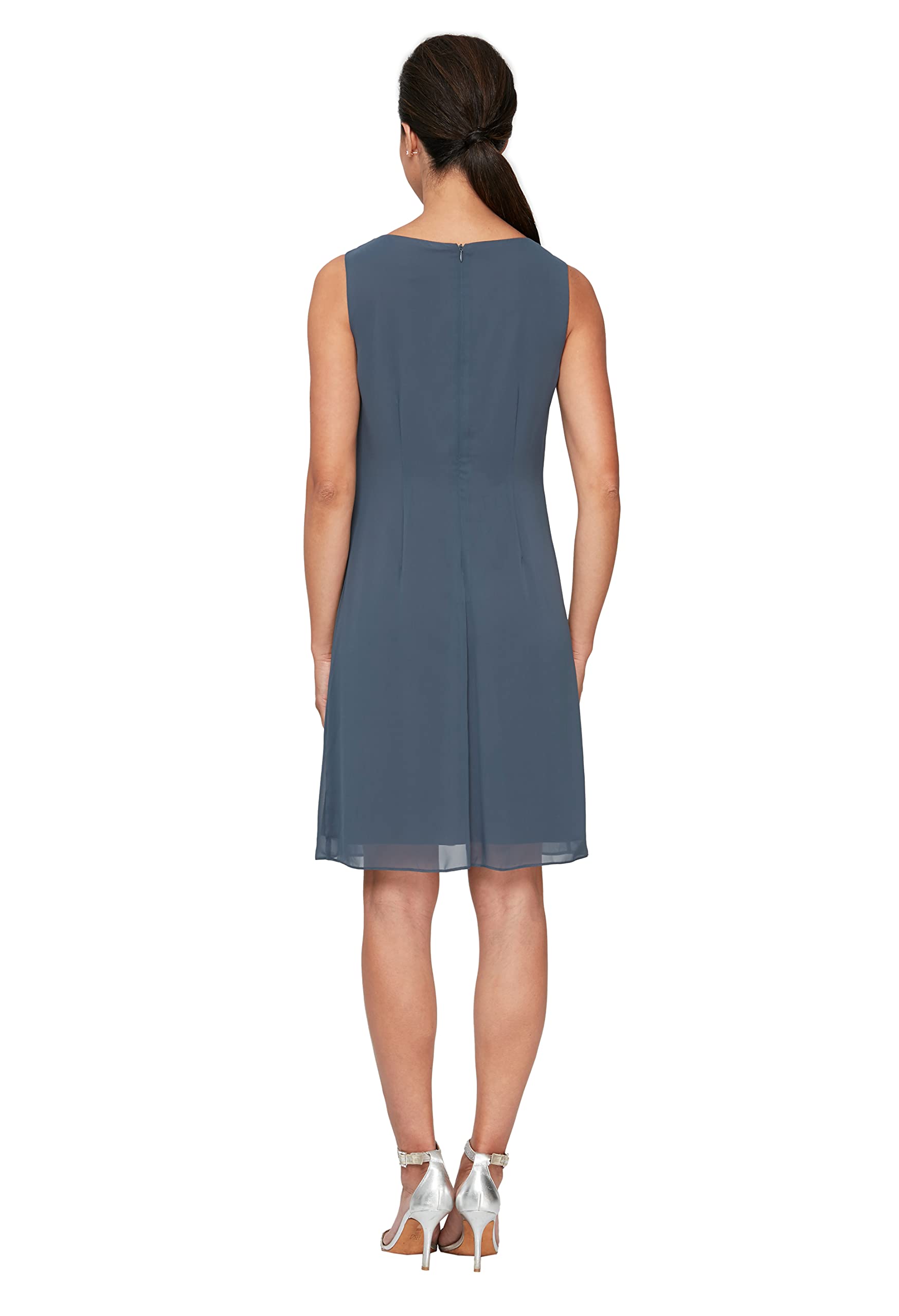 Elegant Women's Chiffon Tiered Jacket Dress with Beaded Neckline & Cuffs | Flowy Summer Dress for Parties, Weddings & Special Occasions