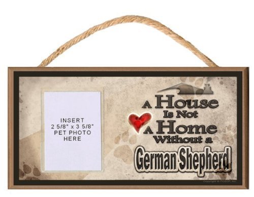 German Shepherd Wooden Dog Sign with Clear Photo Insert - Personalized Pet Memorial Gift for Dog Lovers - Perfect for Home Decor, Living Room, Front Door & Pet Memorial Display