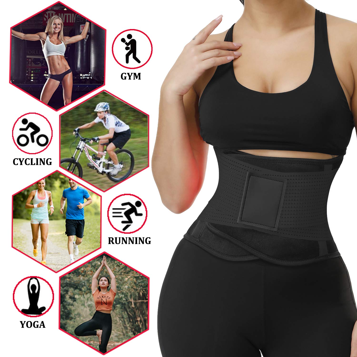 VENUZOR Waist Trainer Belt for Women - Slimming Body Shaper & Waist Cincher - Postpartum Recovery & Workout Girdle - Tummy Control Corset for Weight Loss & Gym Training (Black, Medium) - Perfect for Yoga, Fitness & Everyday Wear
