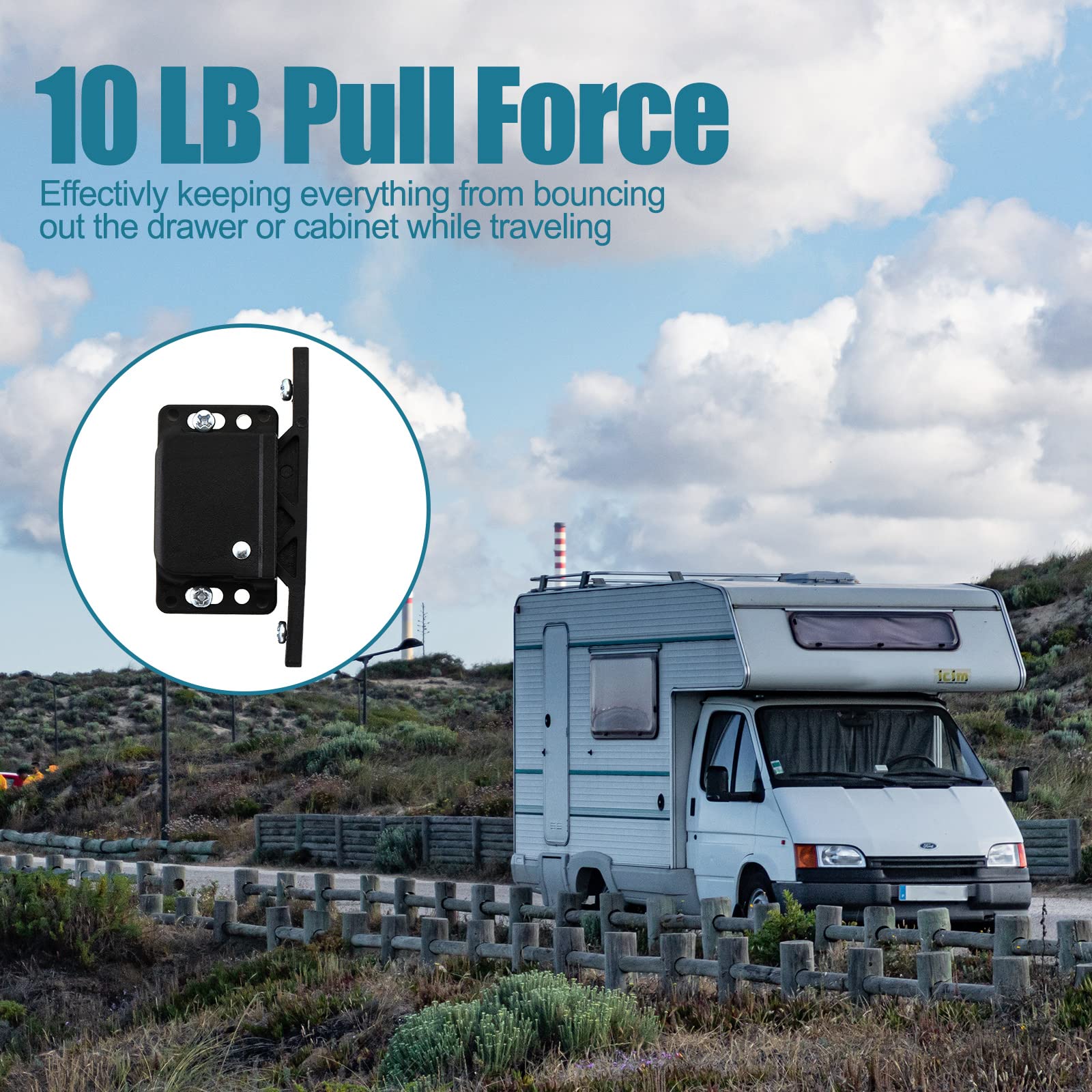 20 Pcs RV Drawer Latches & Catches - 10 LB Pull Force Cabinet Latch Grabber - RV Cabinet Lock & Camper Door Latch Replacement - Push Catch Latch with Mounting Hardware - Perfect for RV, Camper, Home & Office Storage Solutions