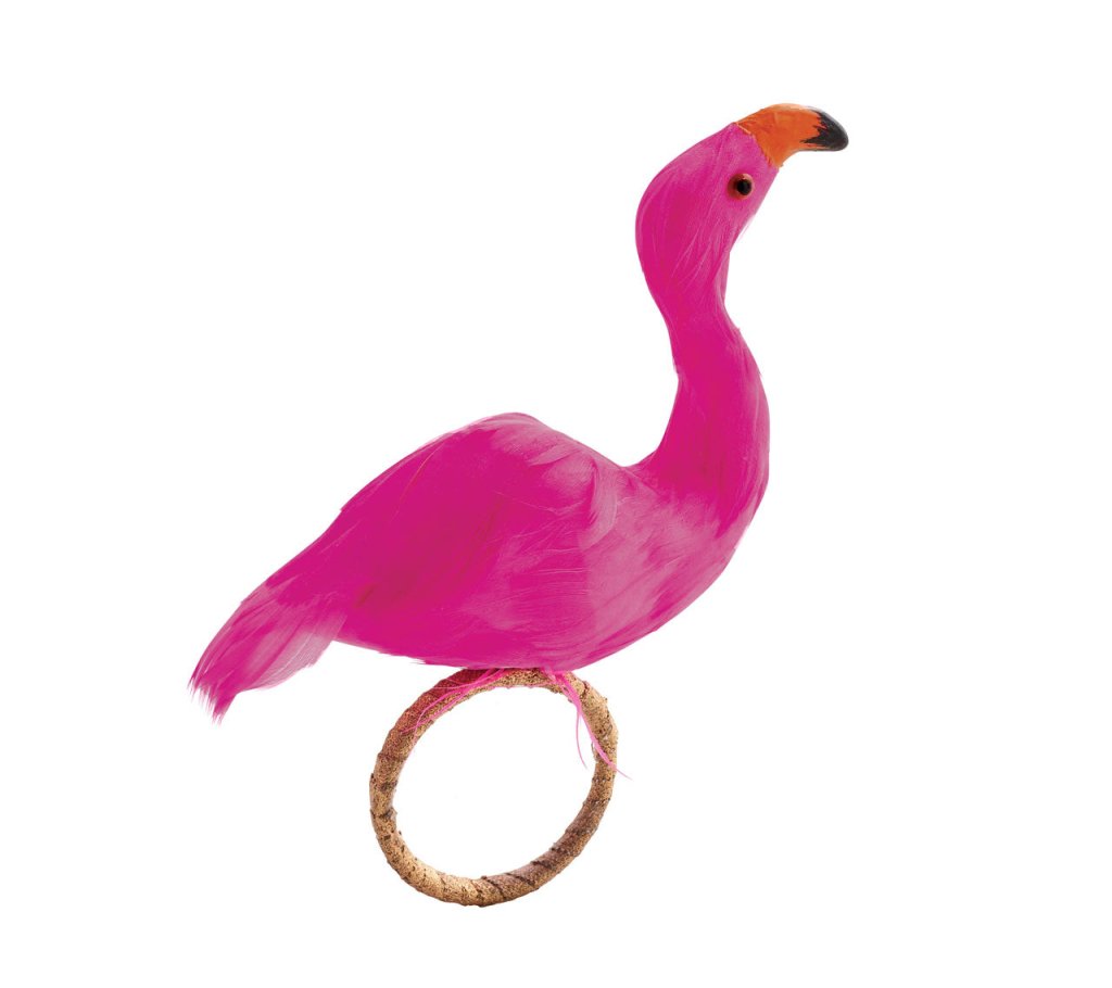 Pink & Orange Flamingo Napkin Rings - Set of 4 for Tropical Party Decor & Summer Table Setting