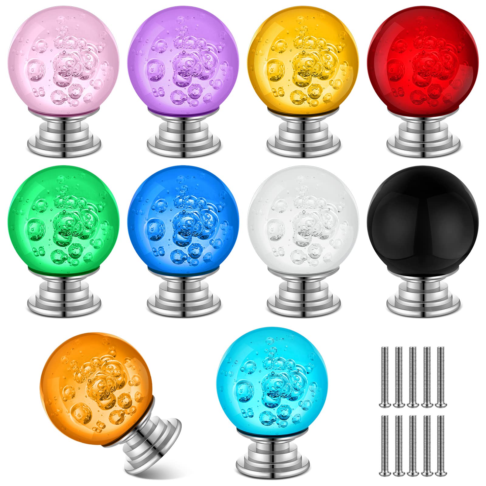 10 Pcs Crystal Cabinet Knobs 30mm Glass Dresser Drawer Pulls - Stylish Kitchen & Furniture Hardware for Cabinets, Drawers, Wardrobes (Perfect for Home Renovation & DIY Projects)