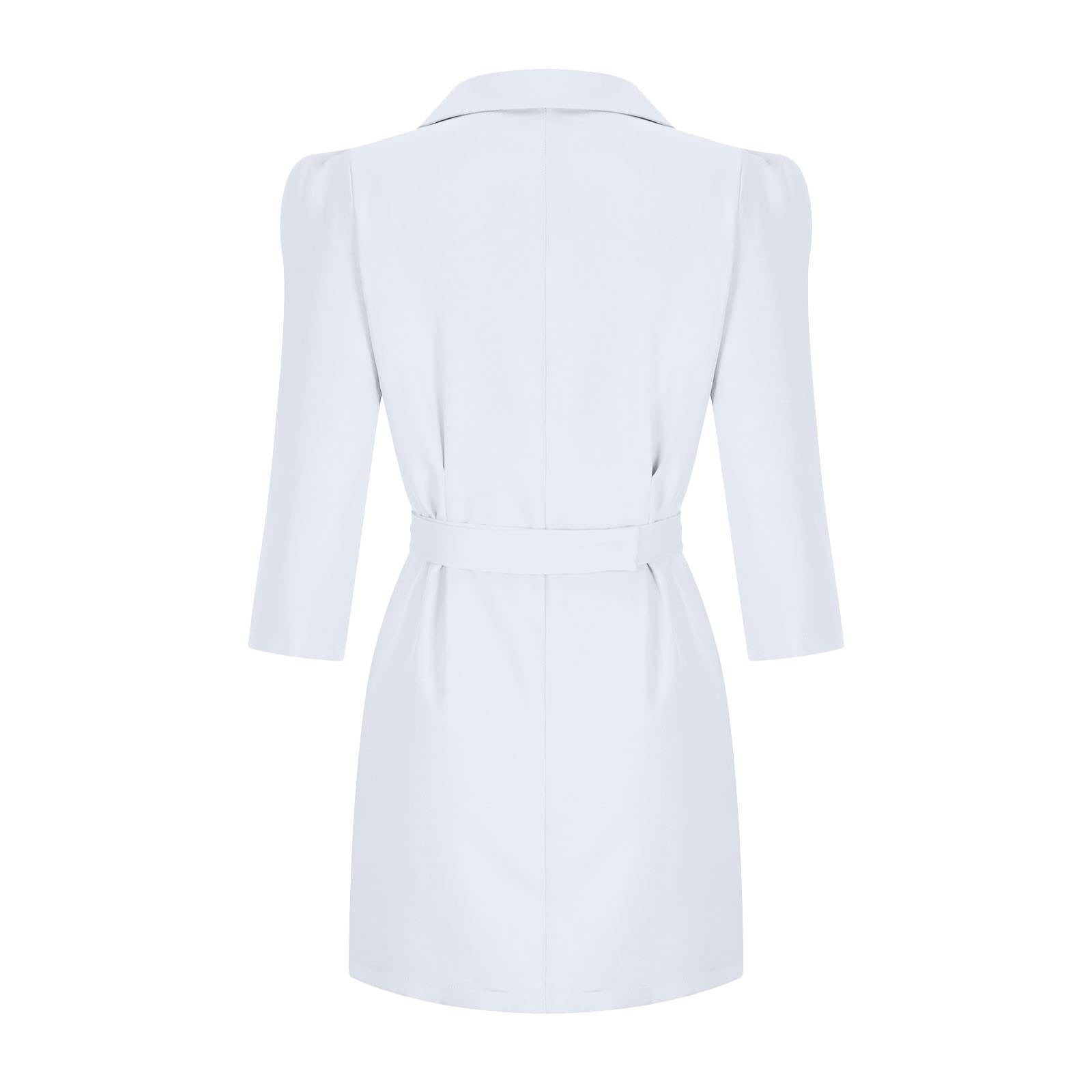 Stylish Women's Casual Blazer Dress - Double Breasted Lapel Long Sleeve Mini Dress with Garland Belt for Work & Formal Occasions | Perfect for Office Wear, Business Meetings, and Evening Events