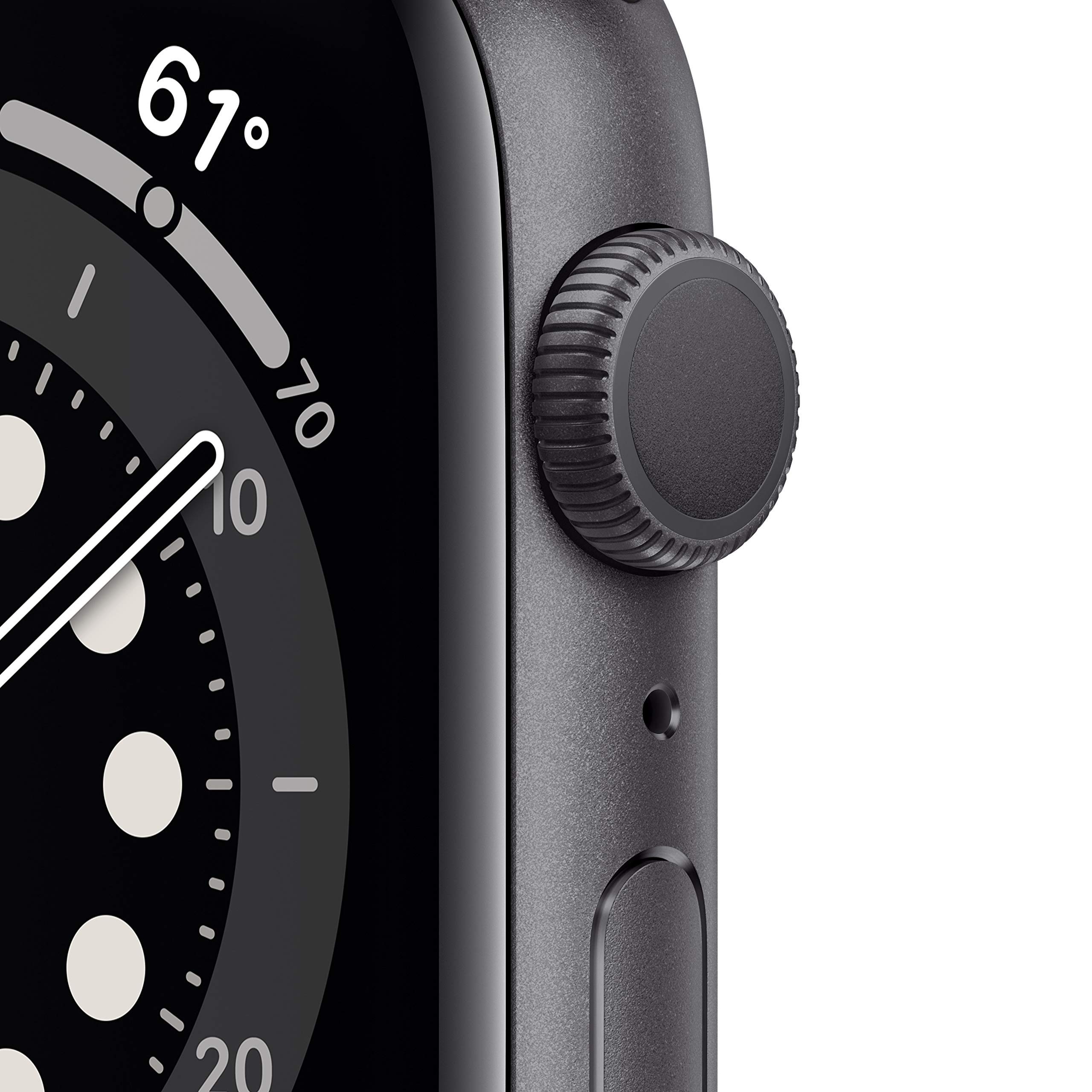 Apple Watch Series 6 GPS 44mm - Space Gray Aluminum Case with Black Sport Band (Renewed) | Smart Fitness Tracker with Heart Rate Monitor, Water Resistant for Swimming, Running & Workouts