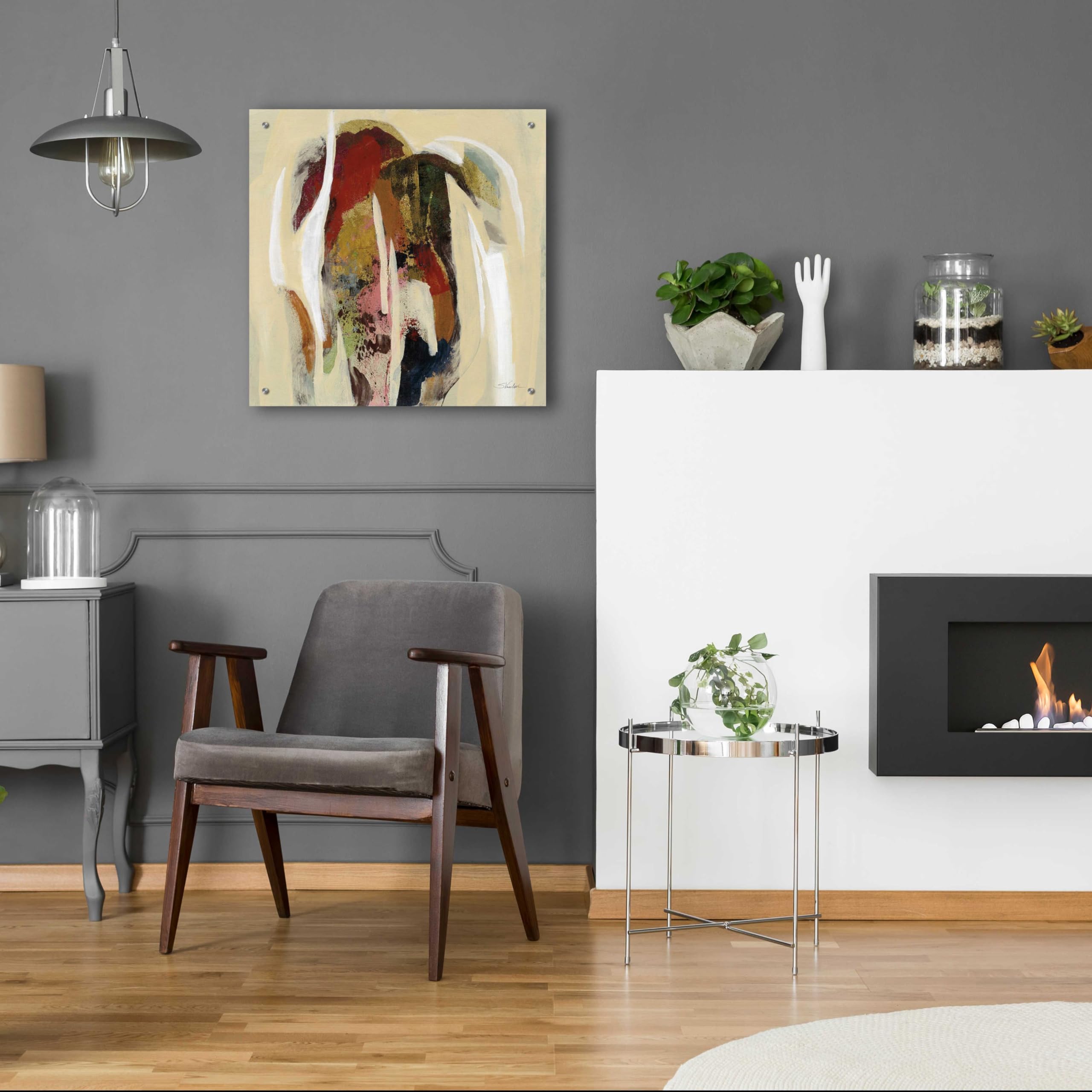 Silvia Vassileva Terracotta Tile II Acrylic Glass Wall Art - 24x24 Inches Modern Abstract Painting for Living Room, Bedroom & Office Decor