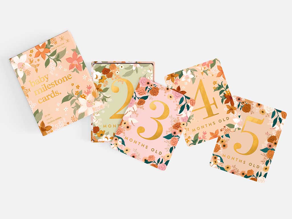 Floral & Gold Foil Baby Milestone Cards - 34-Piece Box Set for Newborn Photography, First Birthday, and Monthly Growth Tracking (Perfect for Baby Showers and Scrapbooking)